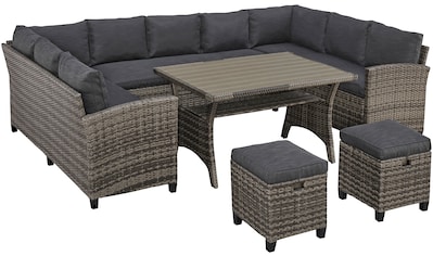 Gartenlounge-Set »Rotterdam«, (Set, 20 tlg., 3x 3er Sofa, 2x Hocker, 1x Tisch...