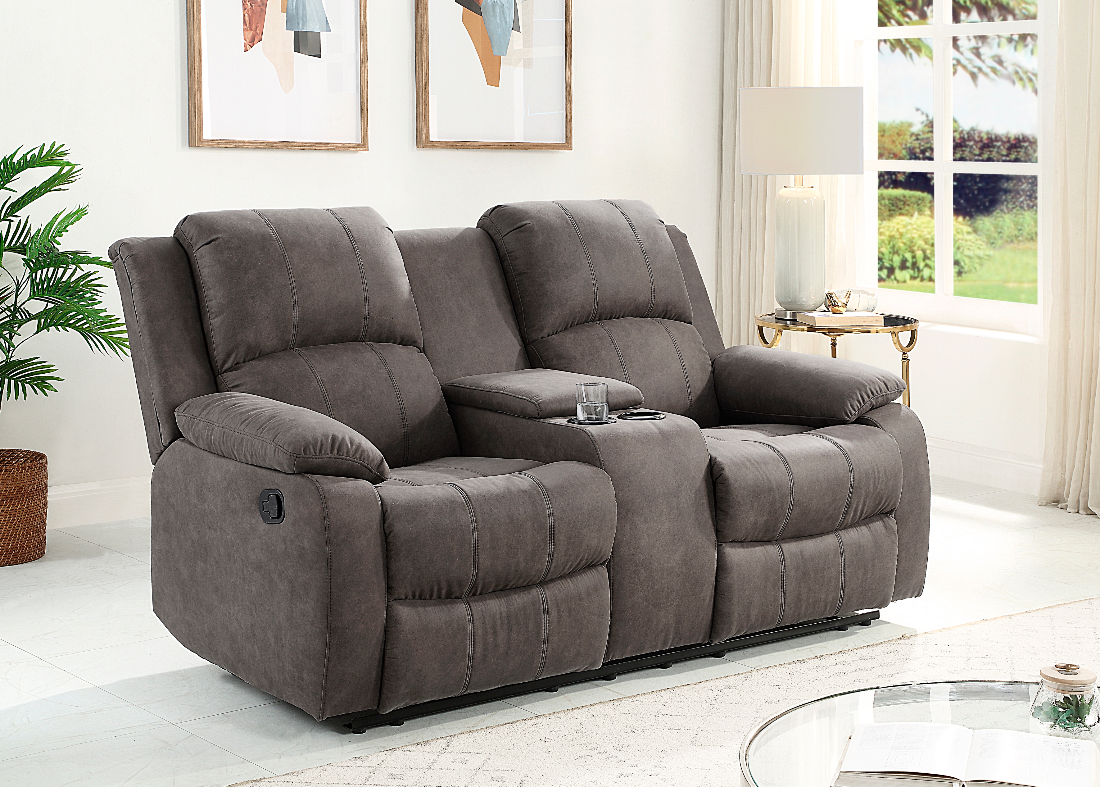 OTTO home 2-Sitzer "Cicero, Lederoptik, Kinosofa, man. Relaxfunktion, TV-Sessel, B: 173cm" 2 Getränkehalter und Staufach, Federkern, extra bequem