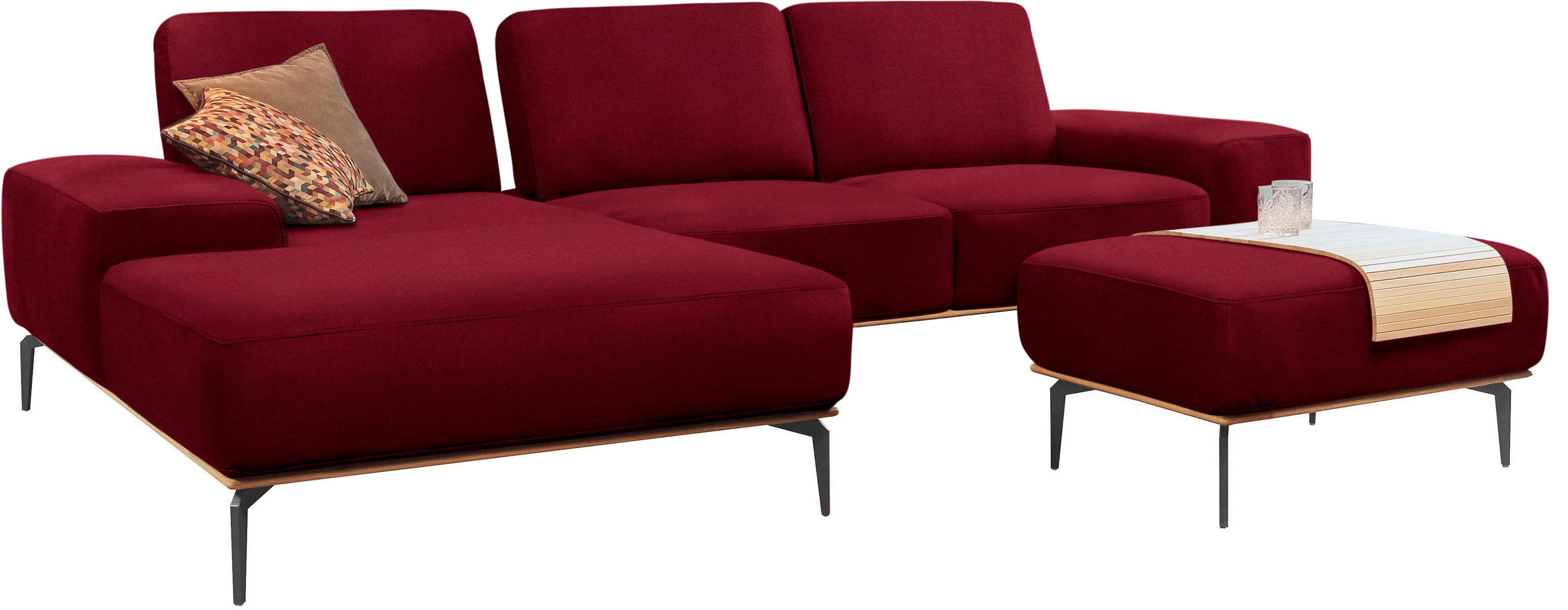 Thumbnail - W.SCHILLIG Polsterhocker "run" mit Holzsockel, Füße in Schwarz pulverbeschichtet, Breite 75 cm