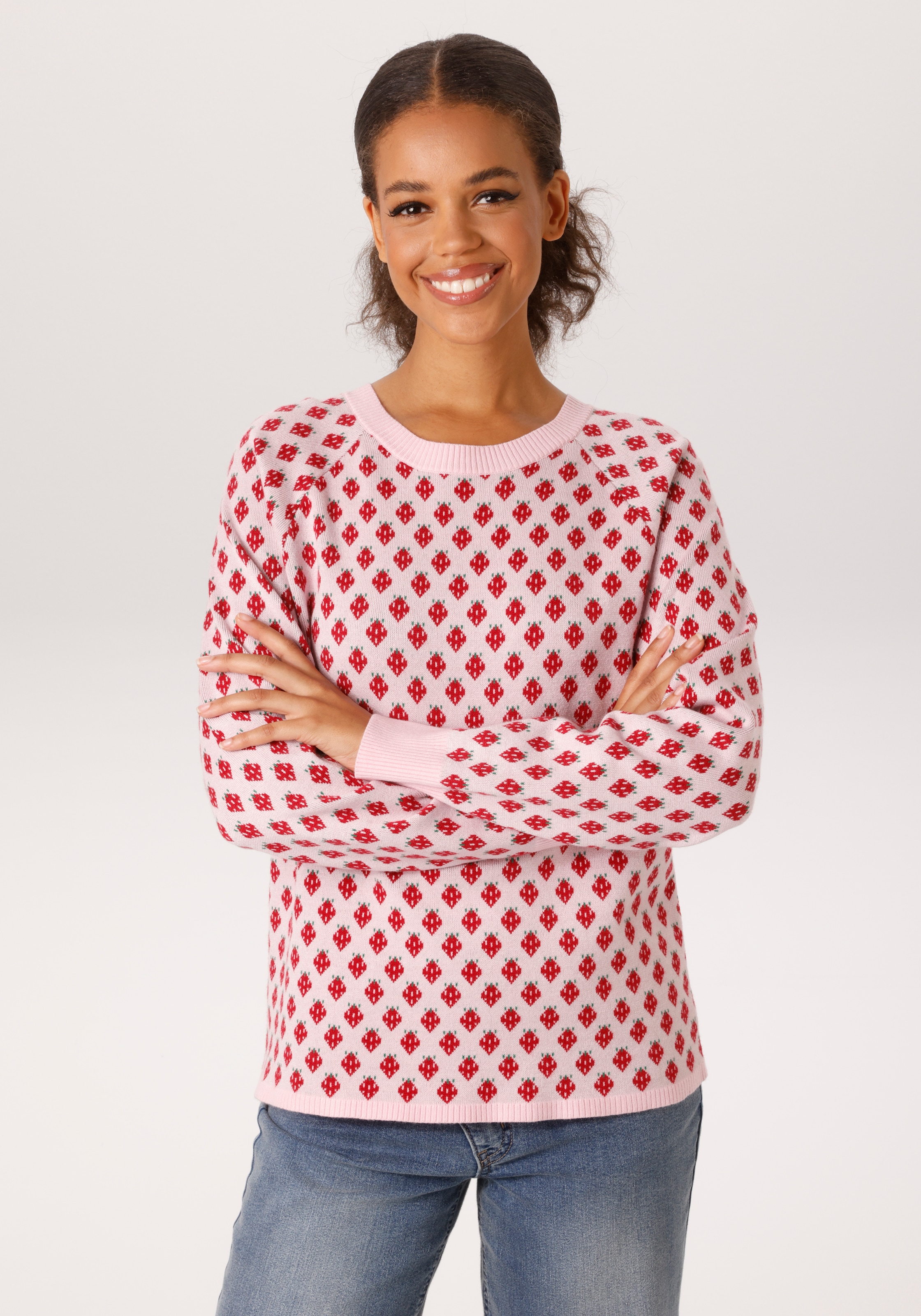 Aniston CASUAL Strickpullover mit eingestrickten, grafischen Erdbeeren - NE günstig online kaufen