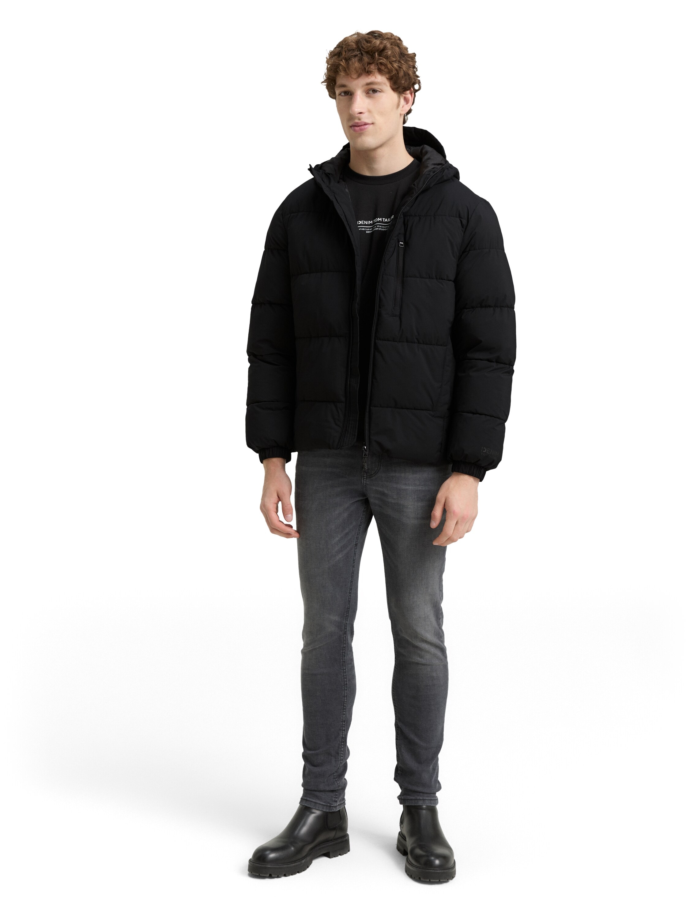 TOM TAILOR Denim Steppjacke, mit Kapuze, mit Kapuze