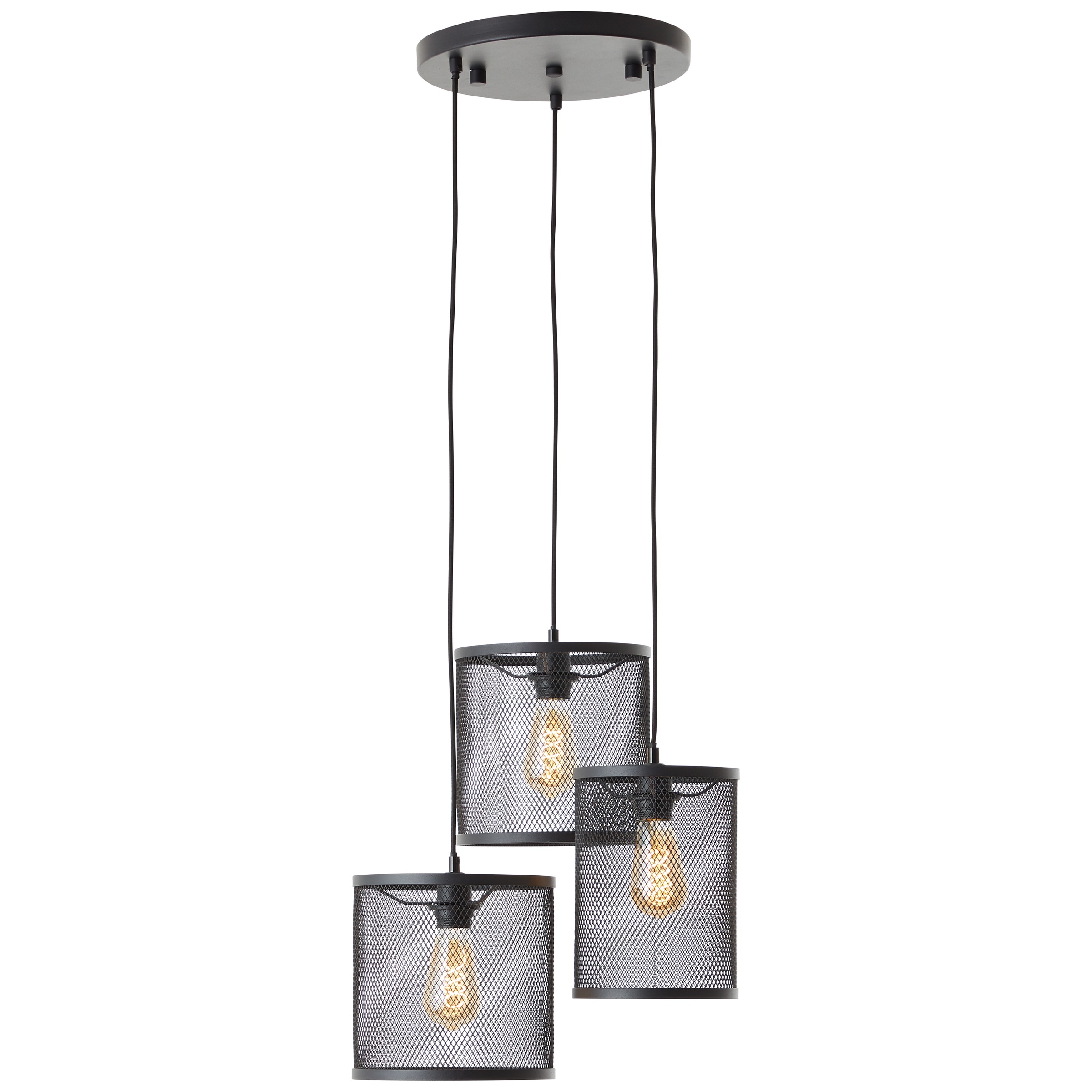 Brilliant Pendelleuchte »Maze«, 3 flammig, Leuchtmittel E27 | ohne Leuchtmittel, 150 x 44 x 40 cm, 3 x E27, kürzbar, Metall, schwarz korund