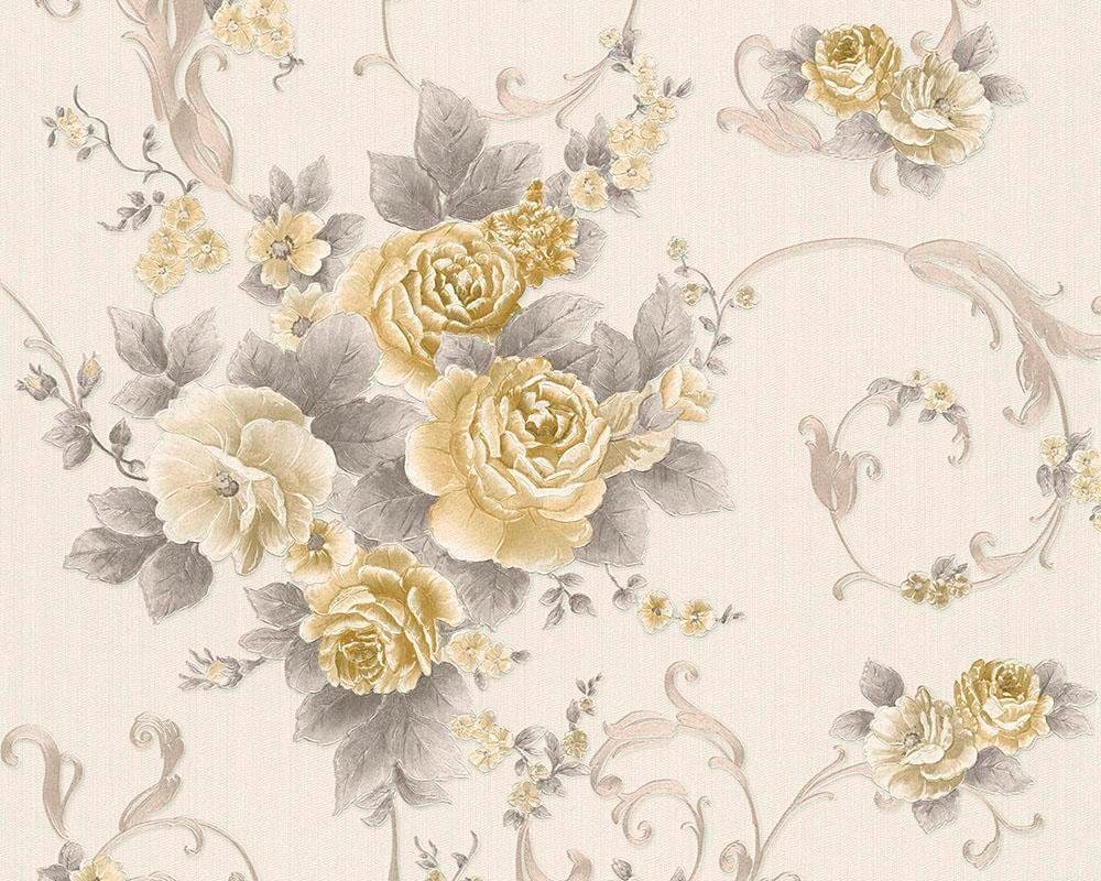 living walls Vliestapete "Romantica" Barock gemustert ornamental leicht strukturiert Klassische Tapete Floral Metallic Tapeten Wohnzimmer modern Design