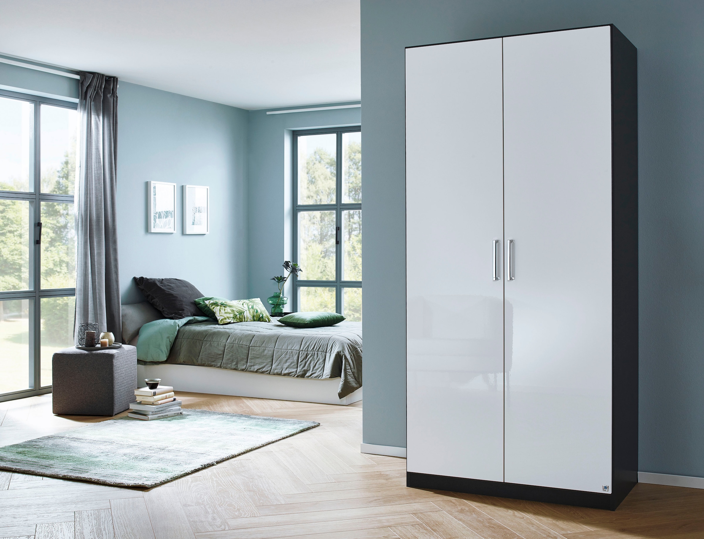rauch Drehtürenschrank »Kleiderschrank Schrank Garderobe Garderobenschrank HOMBURG«, in 2 Breiten mit moderner Hochglanzfront MADE IN GERMANY