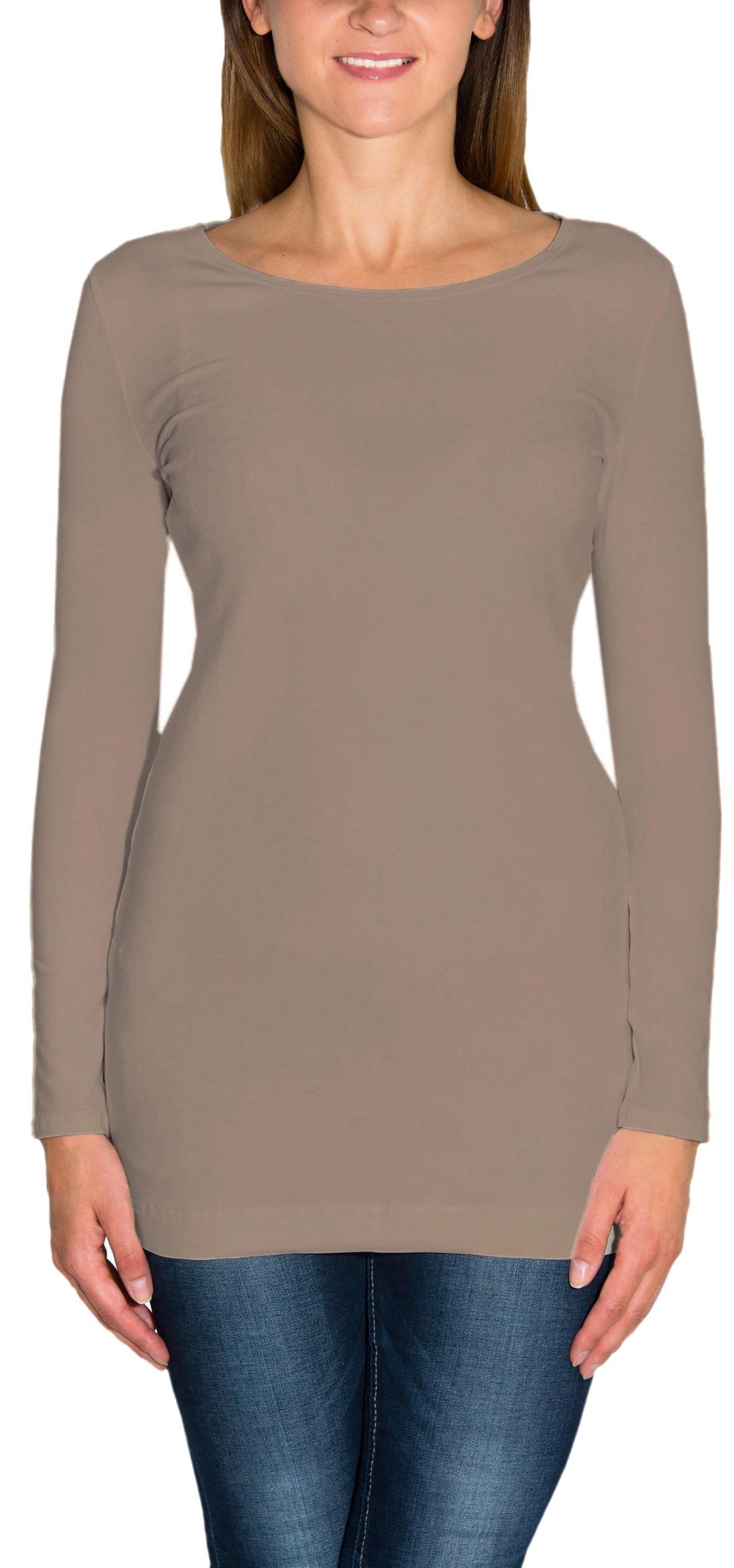 ALKATO Langarmshirt "Damenshirt Alkato Damen Langarm Longshirt Langarmshirt"