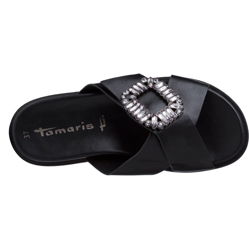 Marken Tamaris Tamaris Pantolette, mit funkelnder Schmuckapplikation schwarz