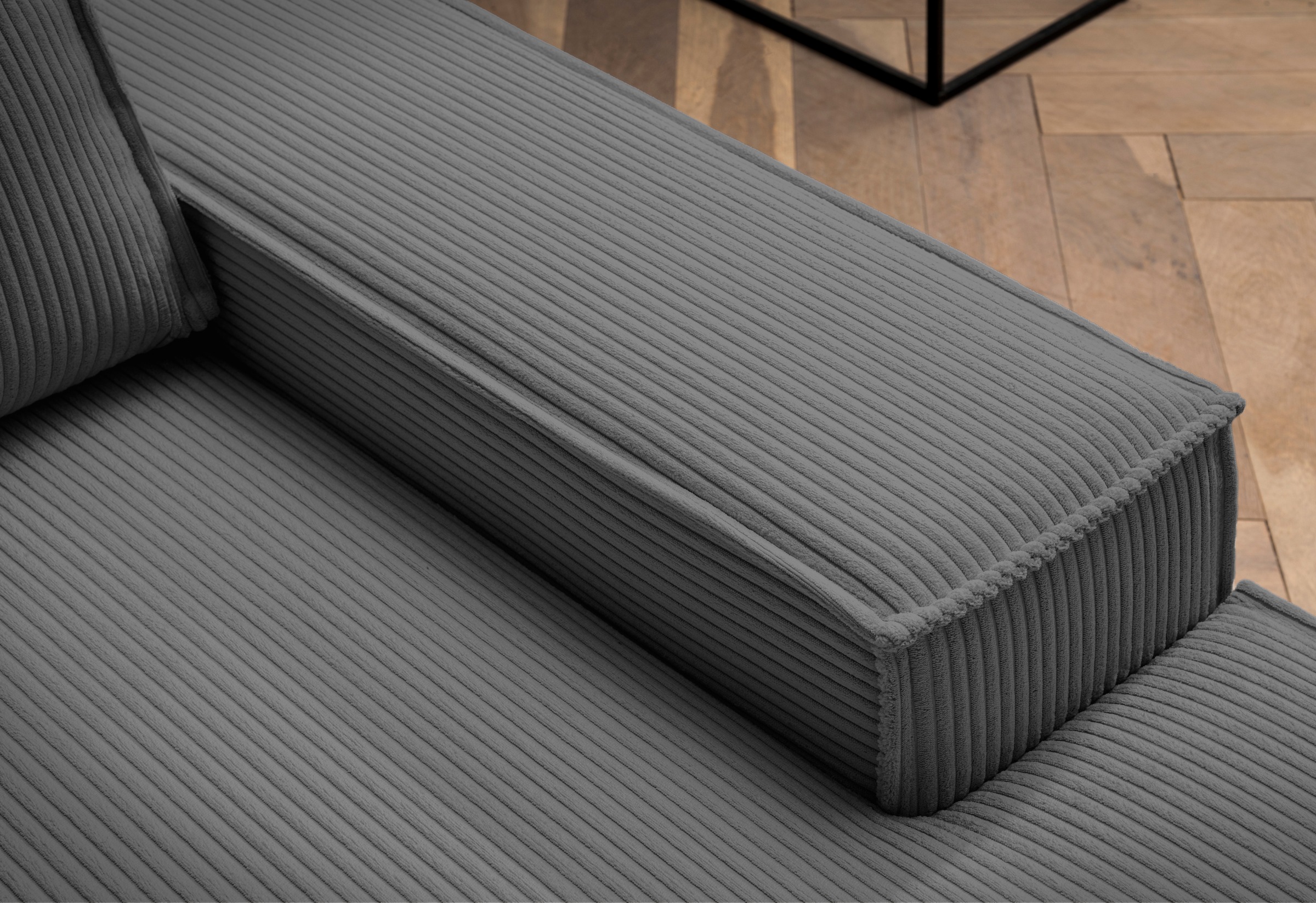 Home affaire Ecksofa »SHERWOOD, Schlafsofa in L-Form offen (275cm), Cord, Leinenoptik«, Schlaffunktion und Bettkasten, Kedernaht, hoher Sitz- & Liegekomfort