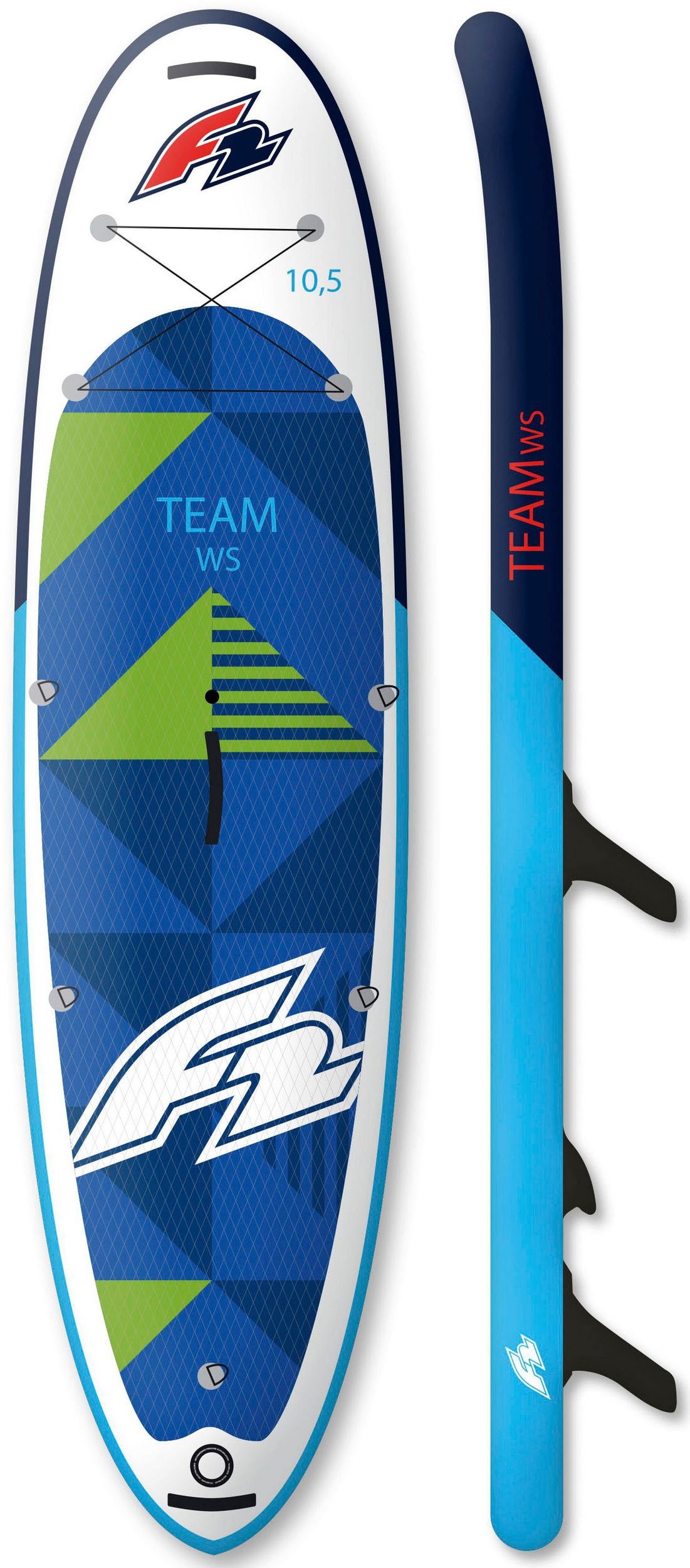 F2 Windsurfboard »Team WS 10,5 Set mit Checker Rigg 4,5m²«, (Set, 16 tlg., mit  Paddel, Pumpe, Transportrucksack und Segel) auf Raten | BAUR