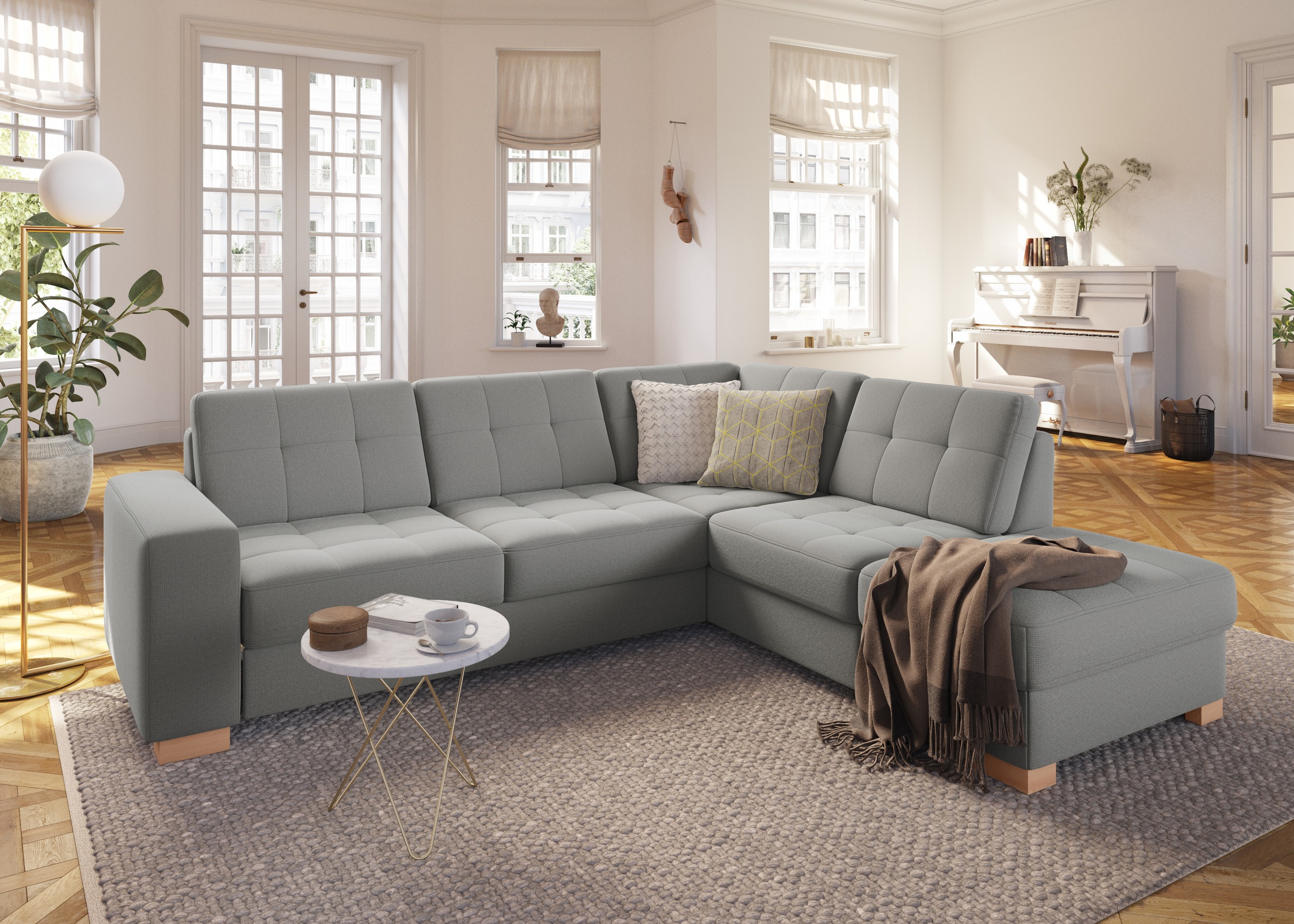 sit&more Ecksofa »Quincy L-Form«, wahlweise mit Bettfunktion und Bettkasten