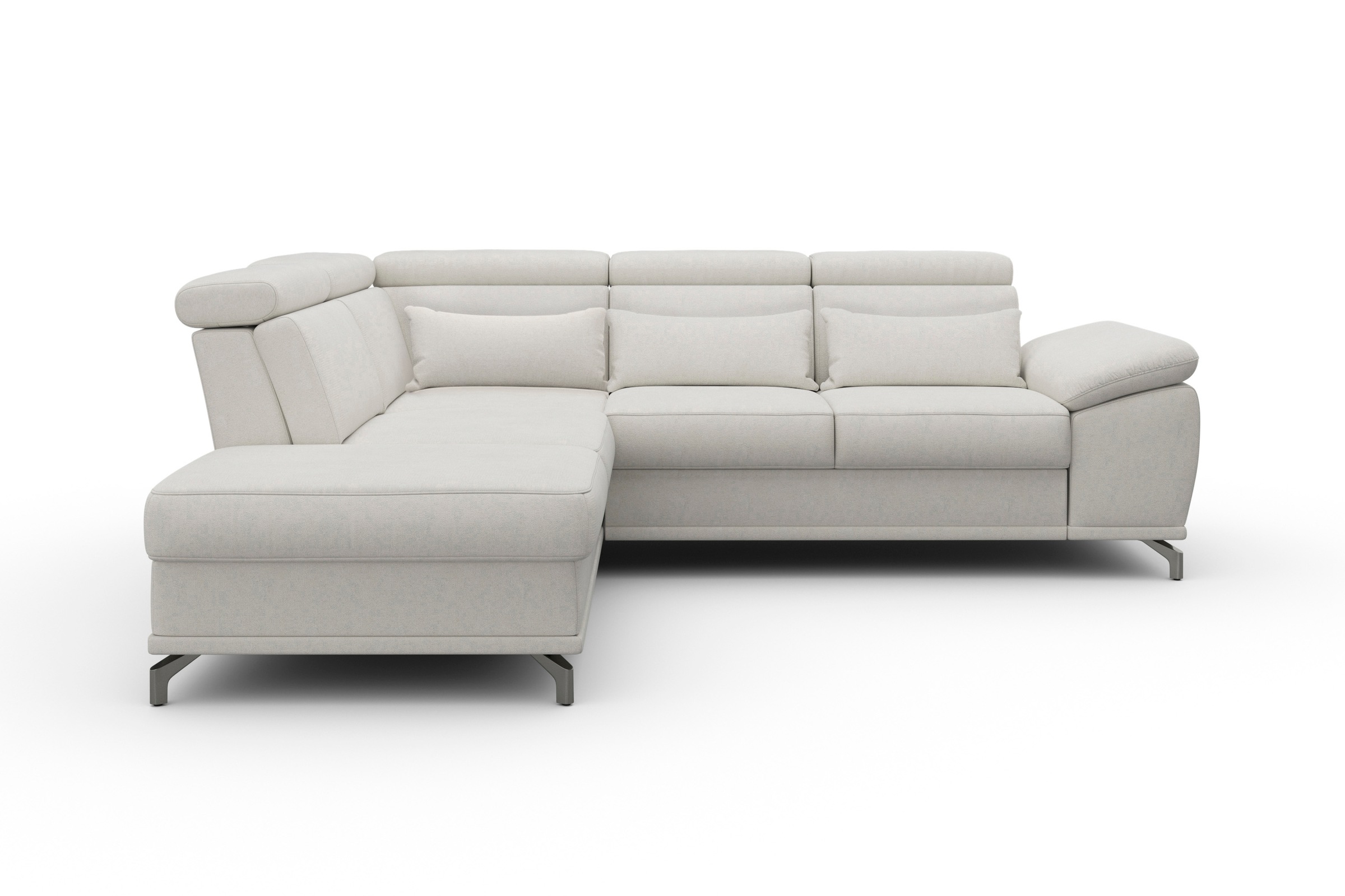 sit&more Ecksofa »Cabrio L-Form, mit Sitztiefenverstellung, Arm- und Kopfteilverstellung«, 3 Nierenkissen, Federkern, optional Bettfunktion und Stauraum