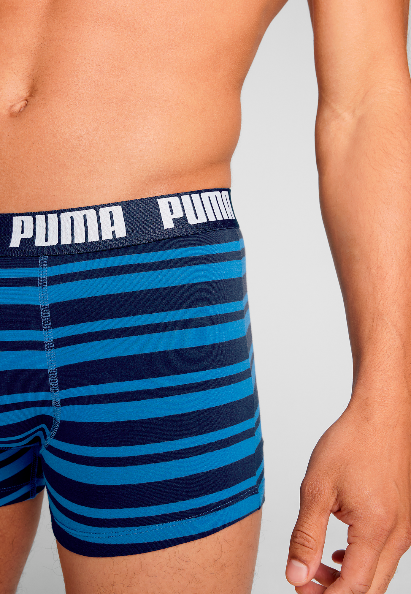 PUMA Boxershorts »PUMA MEN EVERYDAY STRIPED BOXERS 2P«, (Packung, 2er Pack), mit kontrastfarbigem Schriftzug