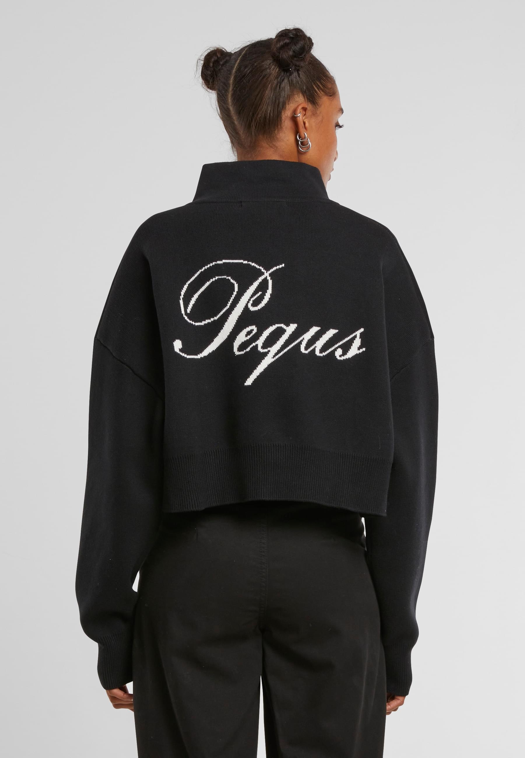 PEQUS Kapuzenpullover »PEQUS PEQUS Cropped Handwritten Logo Knit Sweater«, (1 tlg.)