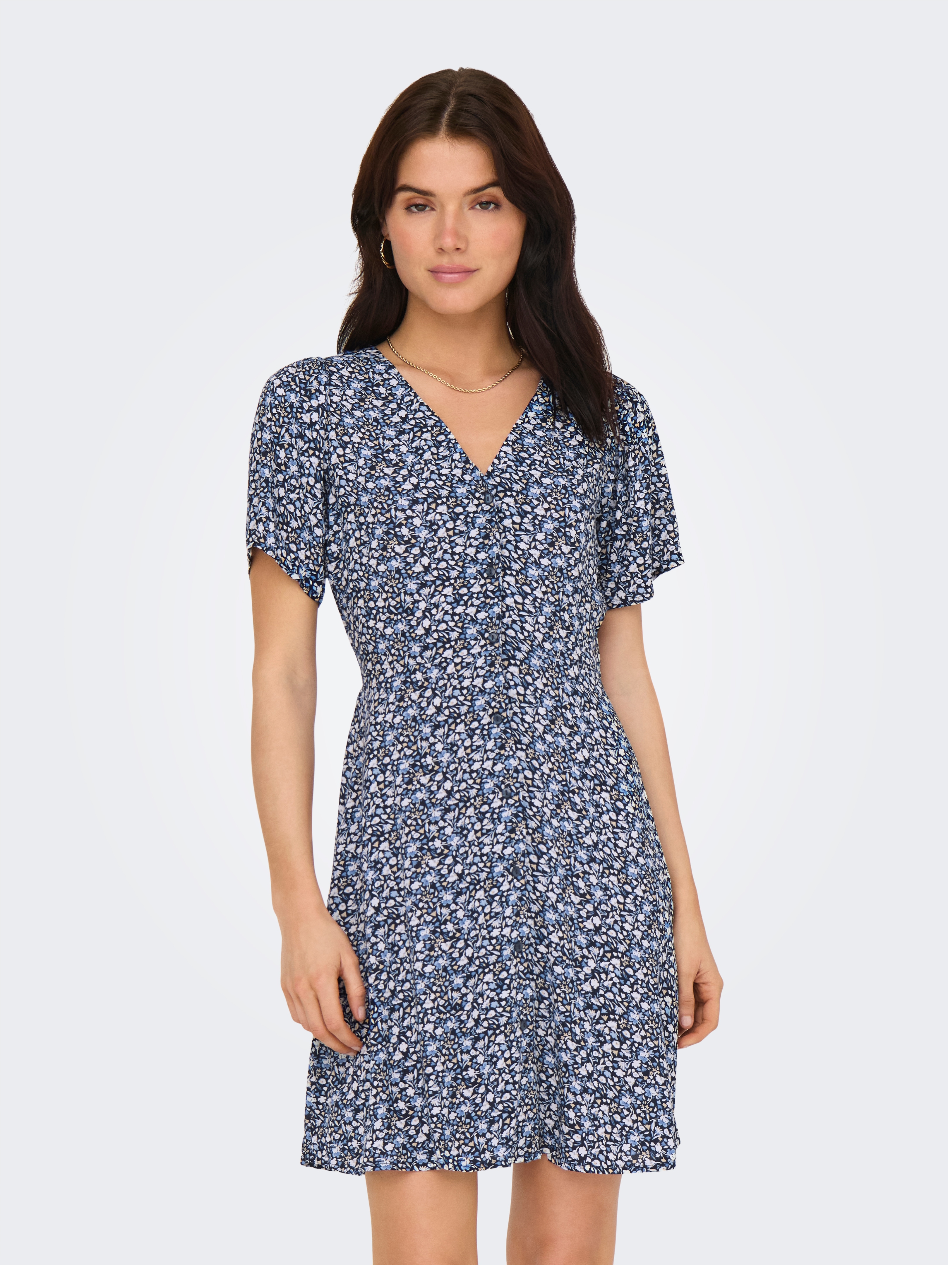 ONLY Minikleid "ONLEVIDA S/S SHORT DRESS WVN NOOS" Viskose, regular fit, V-Ausschnitt