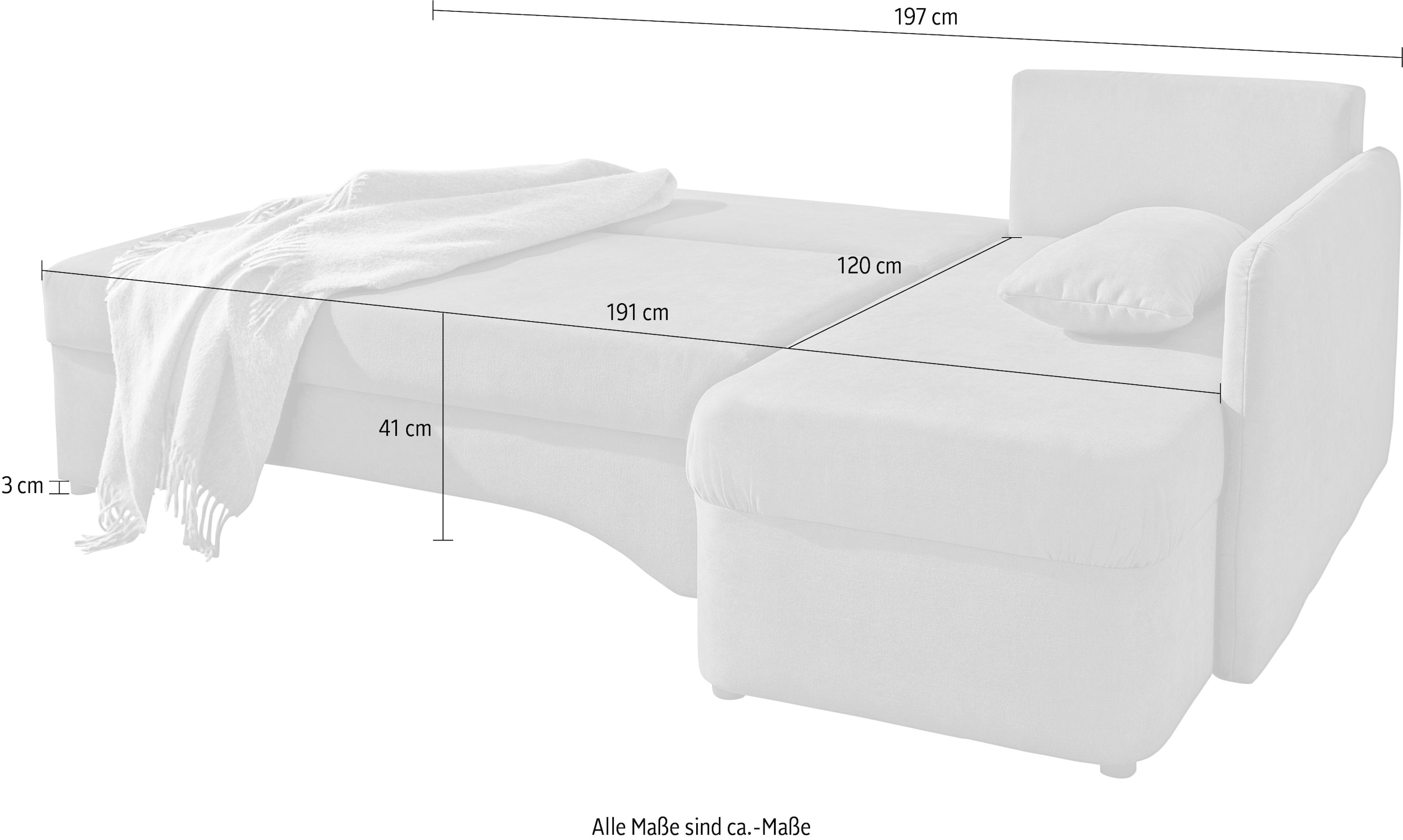 Jockenhöfer Gruppe Ecksofa »Nivaris, L-Form, inklusive Gästebettfunktion«, Stauraum/Bettkasten, 2 Rückenkissen und 2 Armlehnkissen