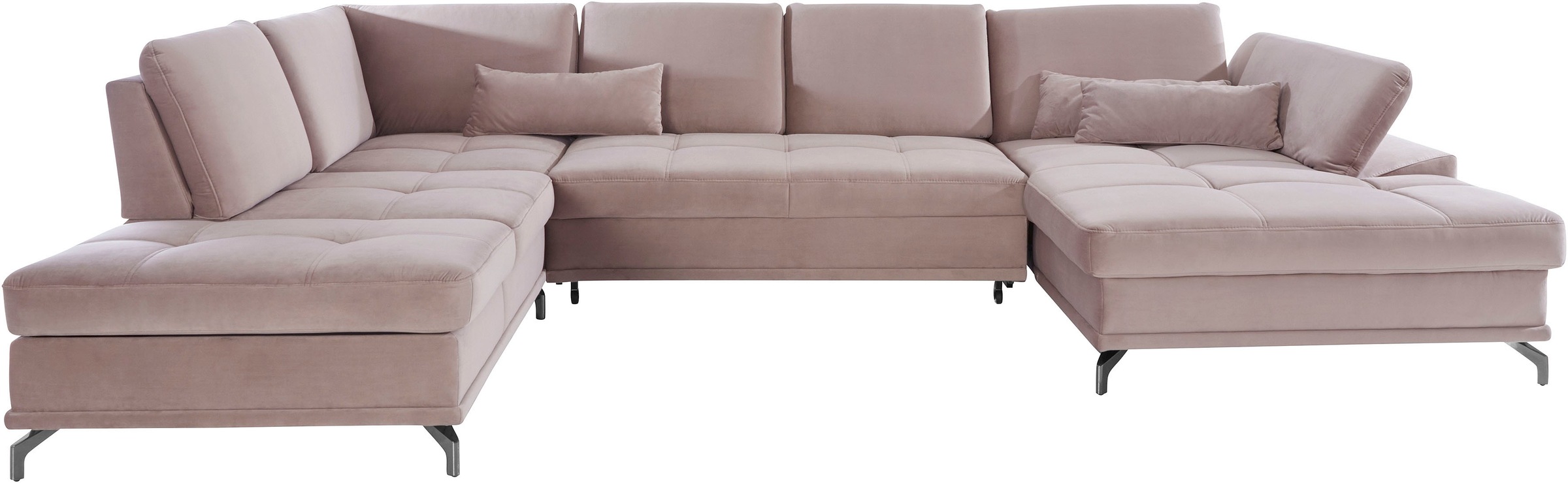 Places of Style Wohnlandschaft »Costello U-Form, mit Sitztiefenverstellung, Armteilverstellung und«, 3 Nierenkissen, optional Bettfunktion und Bettkasten