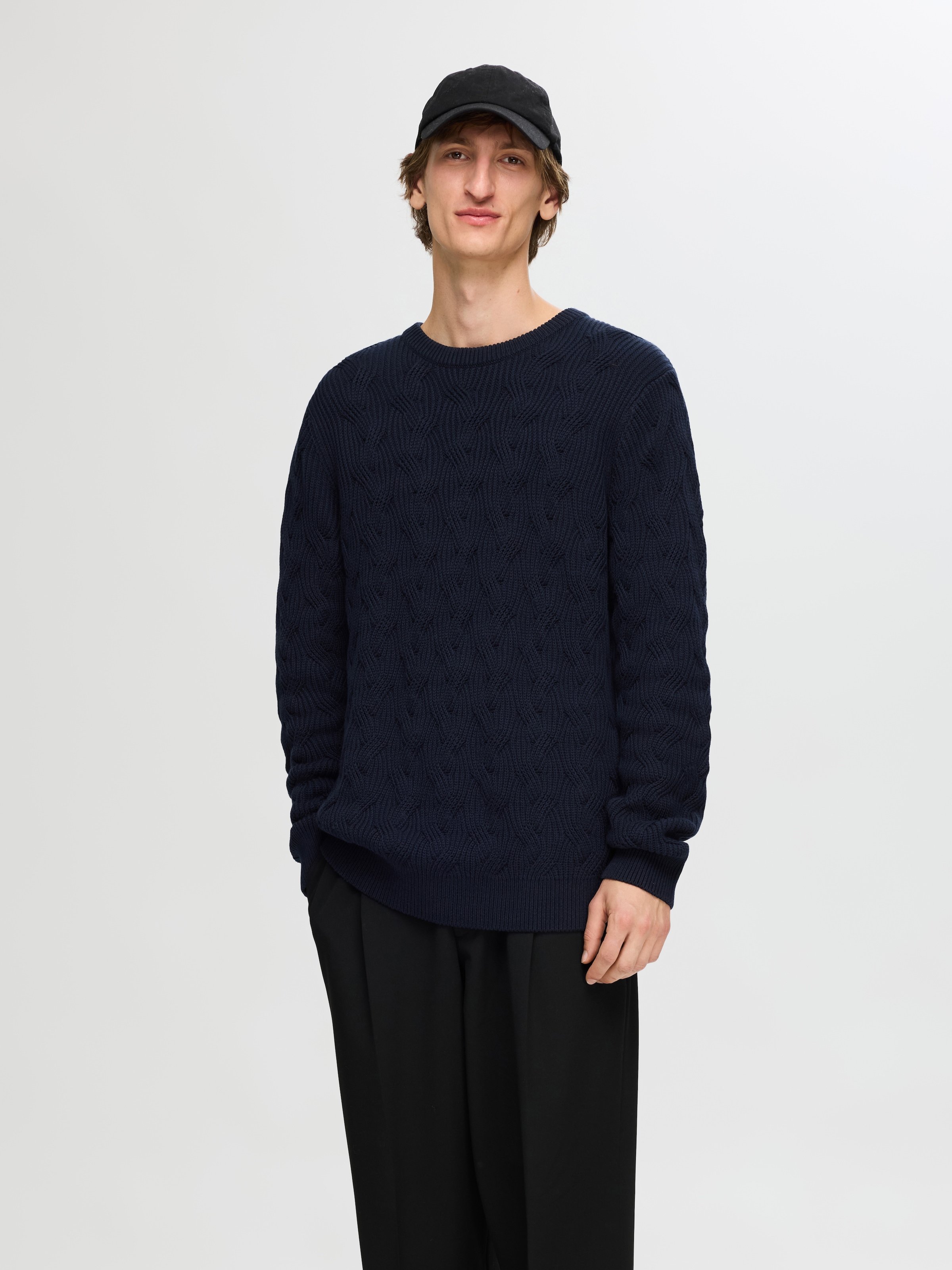 SELECTED Strickpullover "SLHCALLIS LS KNIT CABLE CREW NECK NOOS" günstig online kaufen
