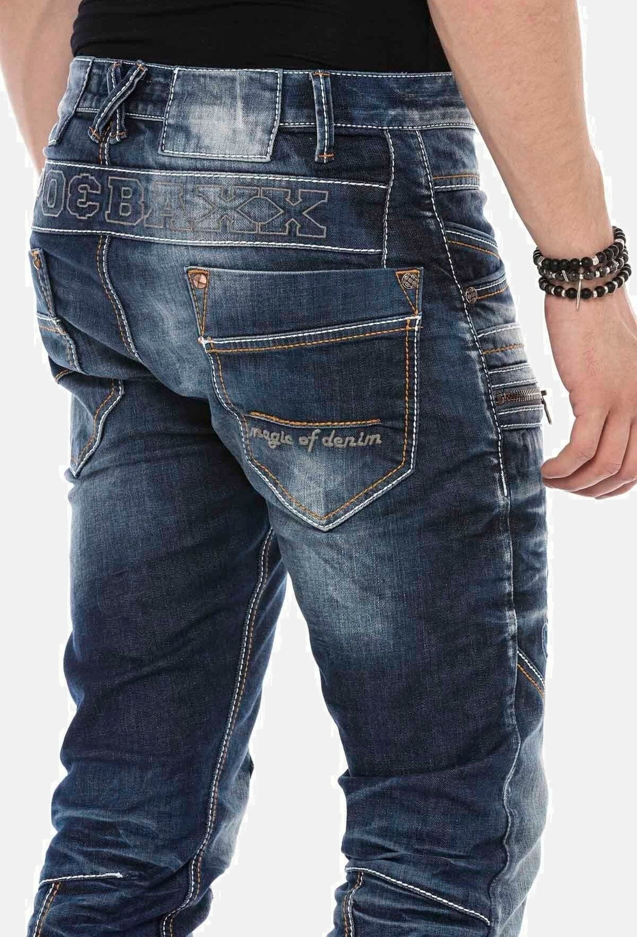 Cipo & Baxx Regular-fit-Jeans »Cipo & Baxx Jeans DENIM« bequeme Jeans mit Kontrastnähten, CD584