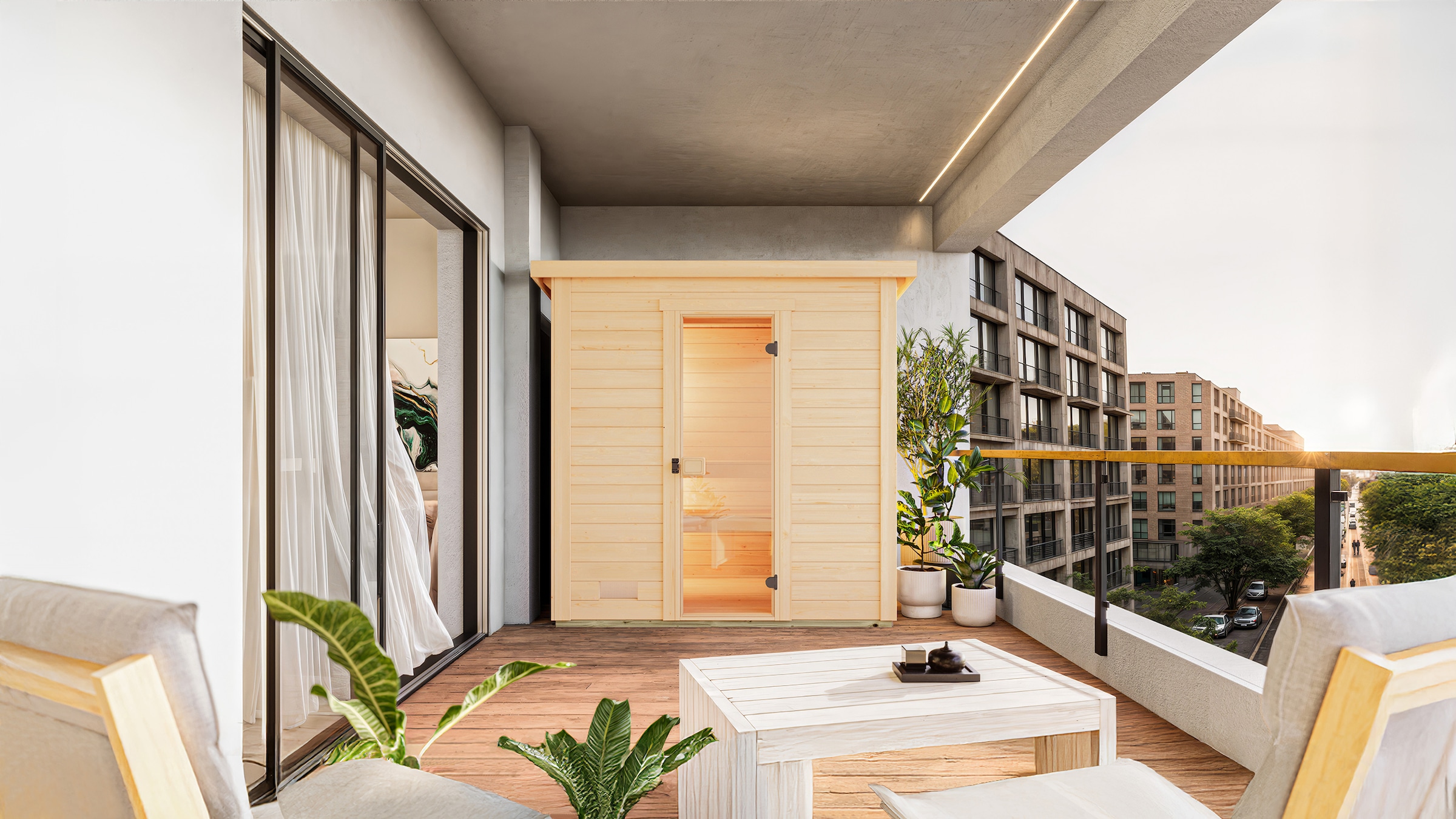 WEKA Saunahaus "Kaapi 2", ohne Ofen, ohne Steuerung, (ohne Ofen)naturbelassen, Garten, Saunen, Blockbohlen aus Fichtenholz