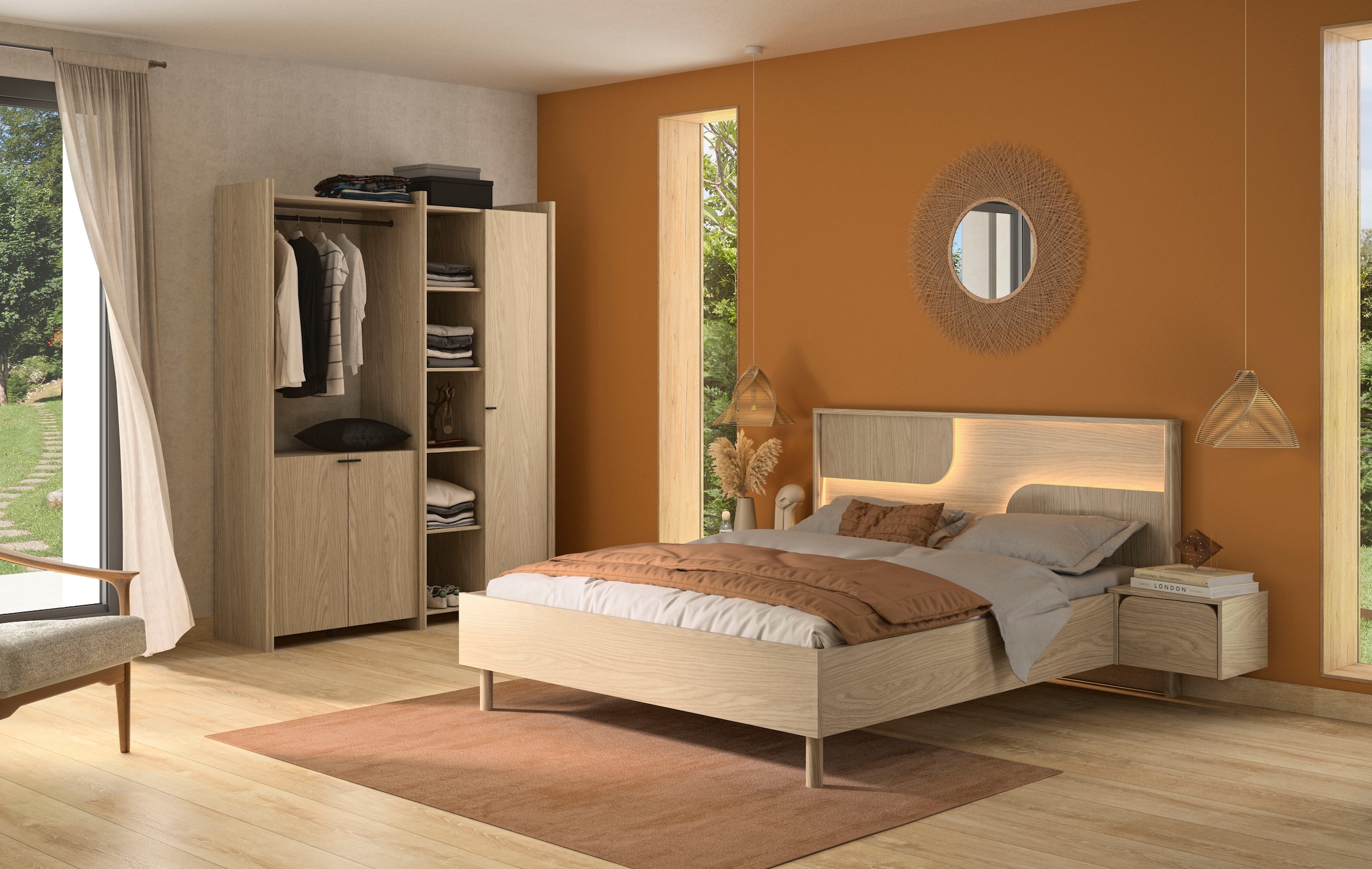 Gami Einzelbett »Galys Bett 160 x 200«, mit LED beleuchtetem Kopfteil, ohne Matratze