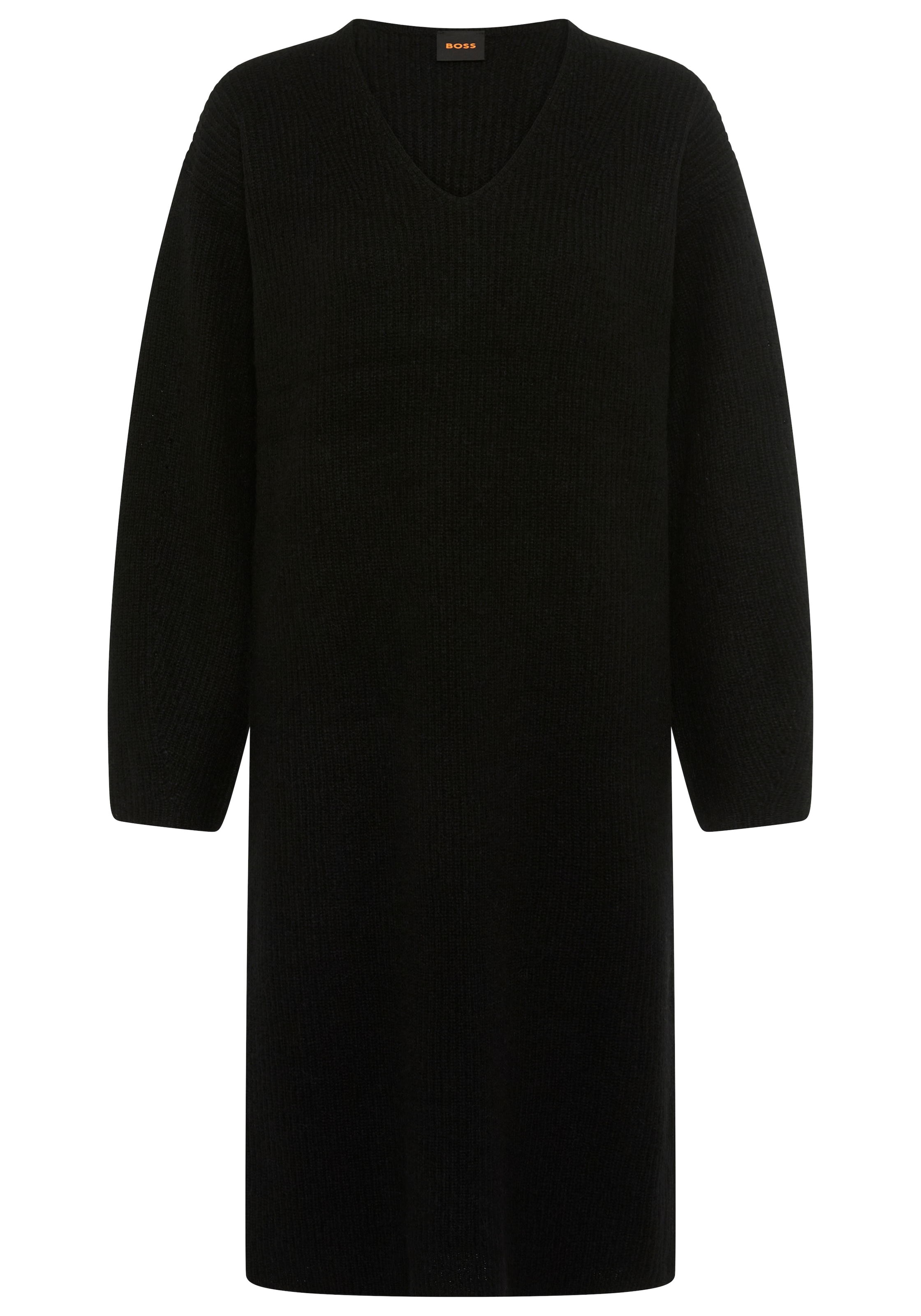 BOSS ORANGE Strickkleid "Fusil Premium Damenmode" mit V-Ausschnitt & Ajourd günstig online kaufen