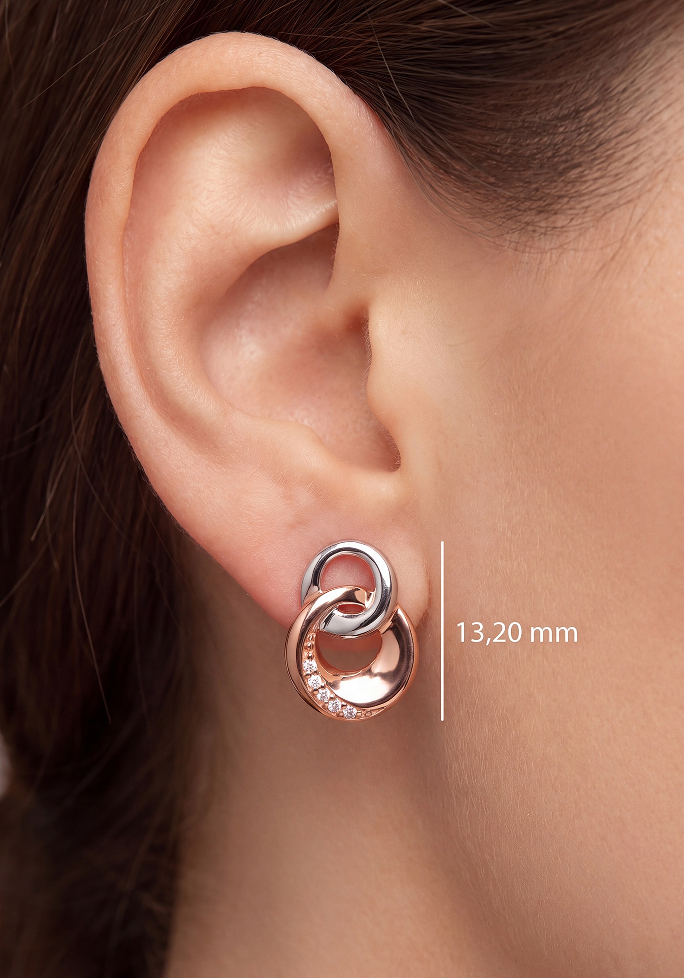 JOBO Paar Ohrstecker 925 Silber bicolor vergoldet mit 10 Zirkonia