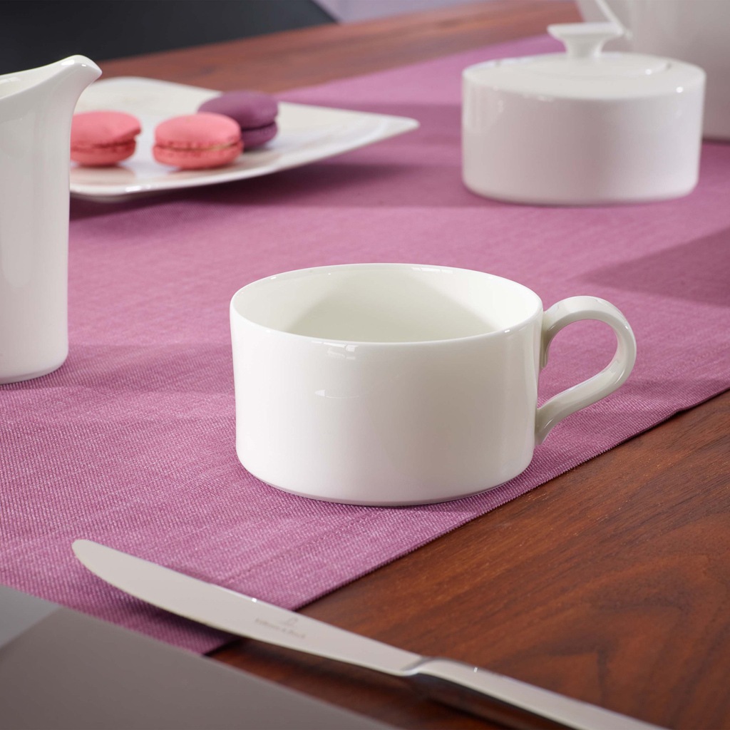 Tasse VILLEROY & BOCH "Teetasse mit Untertasse Modern Grace 150 ml weiß", weiß, Porzellan, Trinkgefäße, Tasse 2