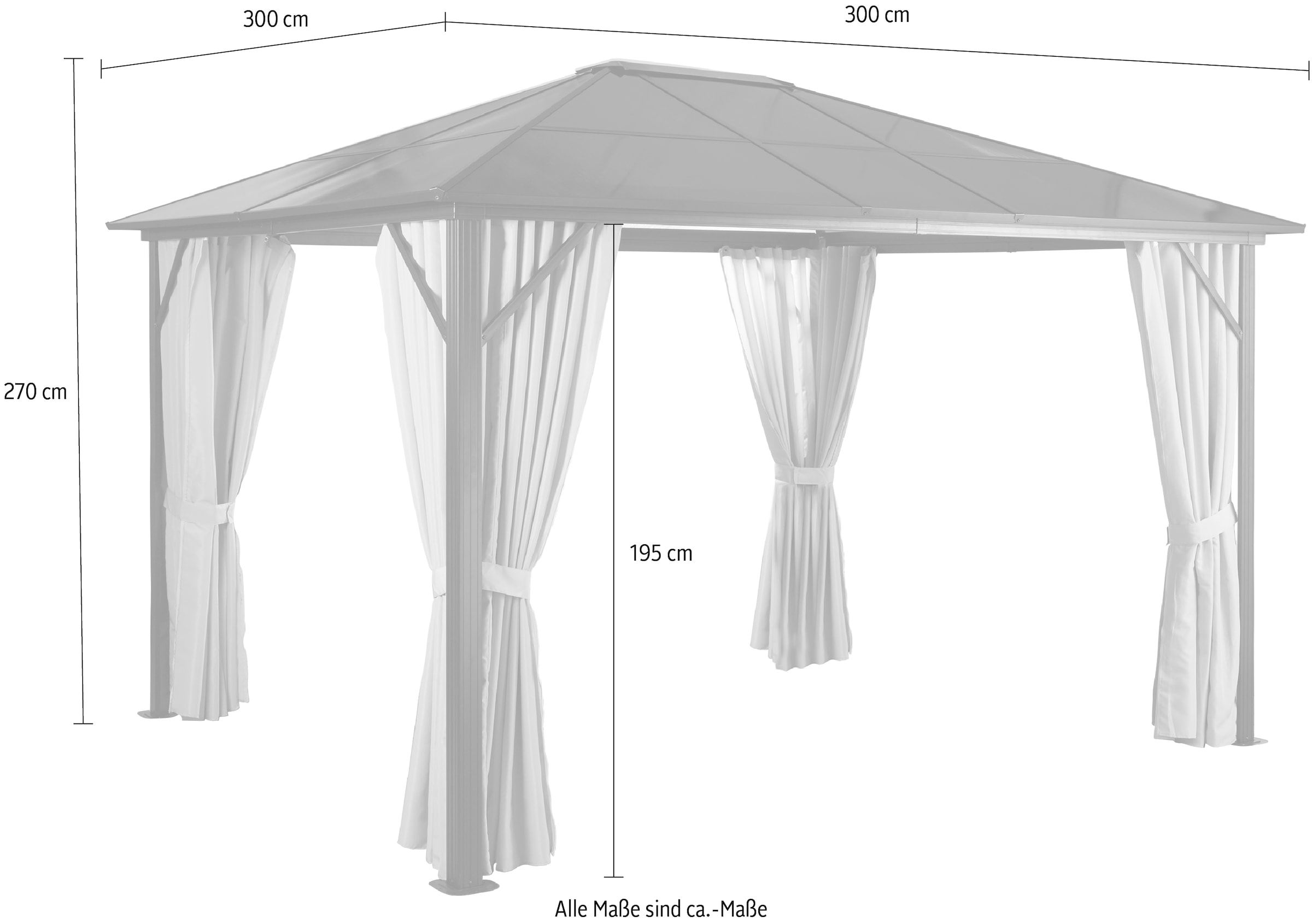 KONIFERA Pavillon »Aruba«, (Set), BxT: 300x300 cm, Aluminiumgestell