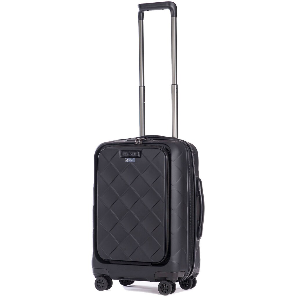 Stratic Hartschalen-Trolley »Leather&More S mit Vortasche, matt black«, 4 Rollen