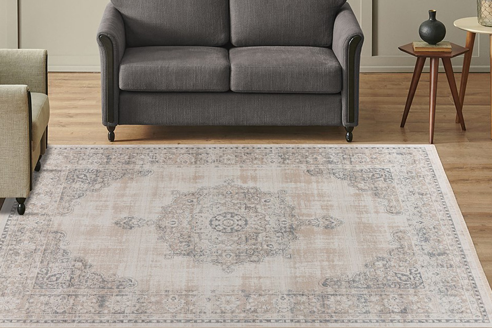 Teppich KAYOOM "Dilan 100", grau, B:160cm H:5mm L:230cm, Polyester, Teppiche, Teppich