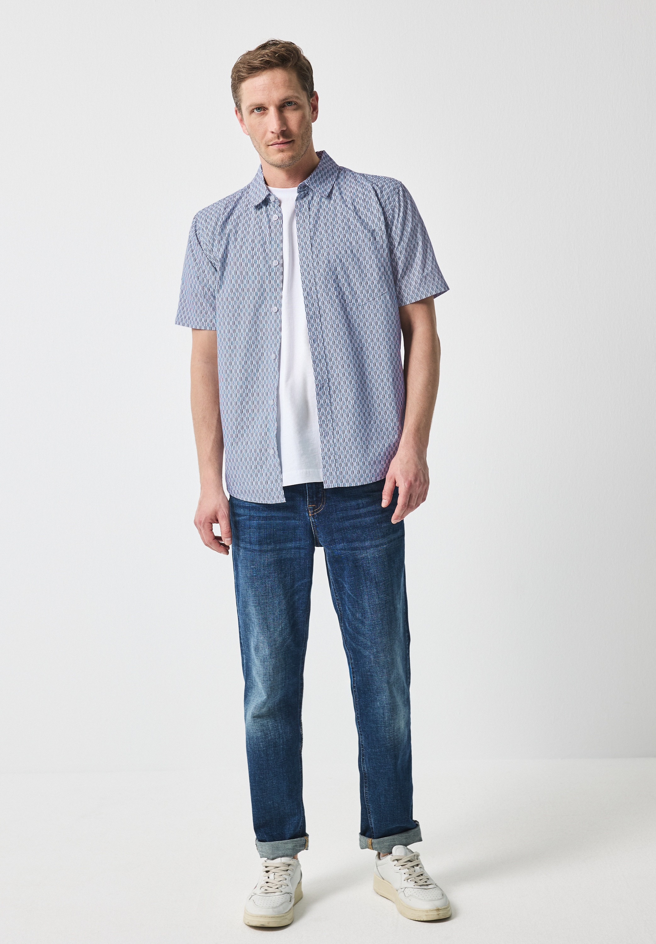 STREET ONE MEN Kurzarmhemd, aus reiner Baumwolle