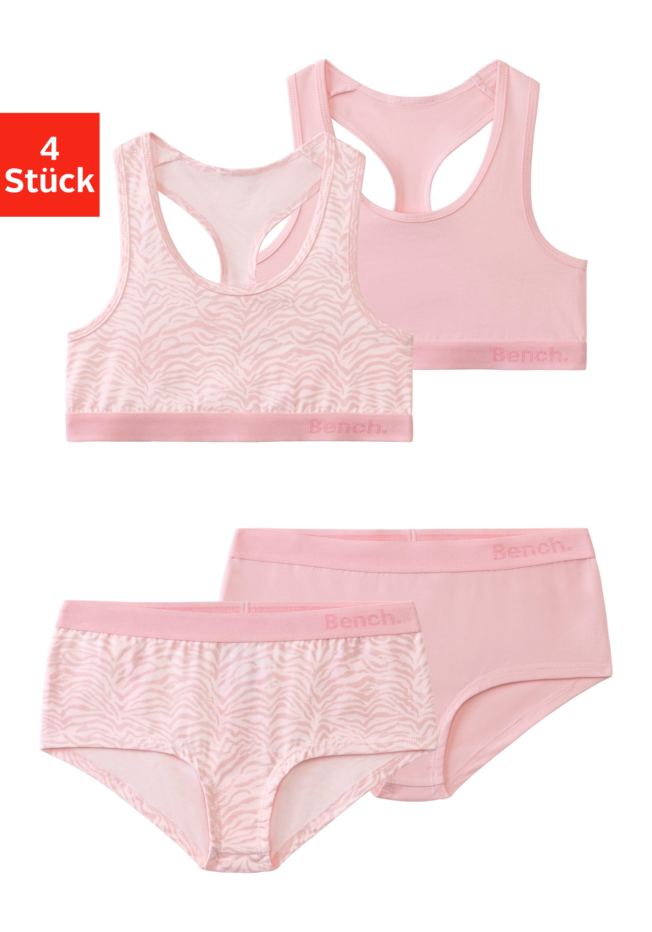 Bench. Set: Bustier, (4 tlg., mit Panty), mit tonigem Zebramuster