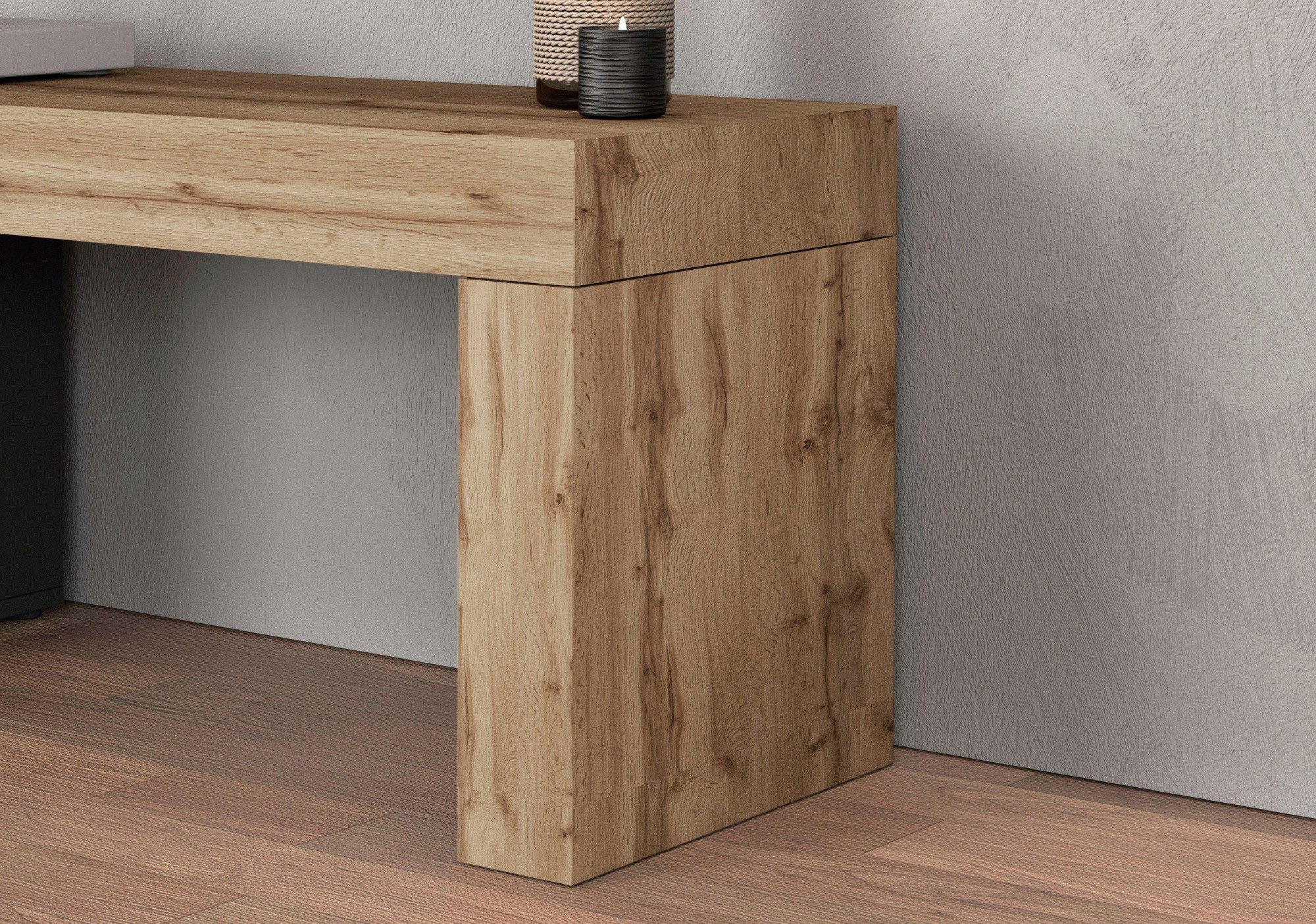OTTO home Lowboard »Chronos TV-Board, TV-Schrank« Breite verstellbar von 180 bis 260 cm, 1 Stk. tlg. Breite 220 cm TV-Board,Lowboard,1 Klappe und ein L-Förmiger Aufsatz