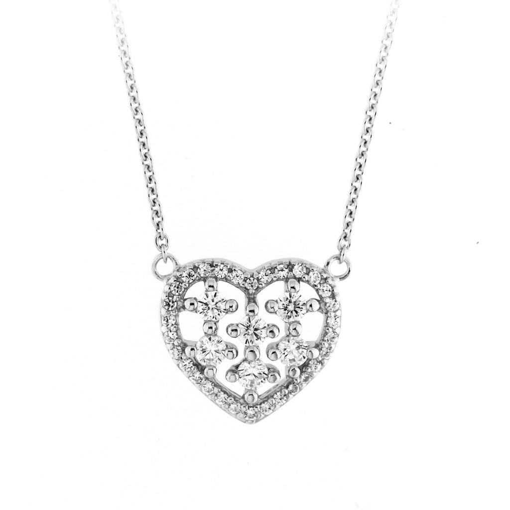 Smart Jewel Collier »Mittelteil Herz mit Zirkonia Steinen, Silber 925«