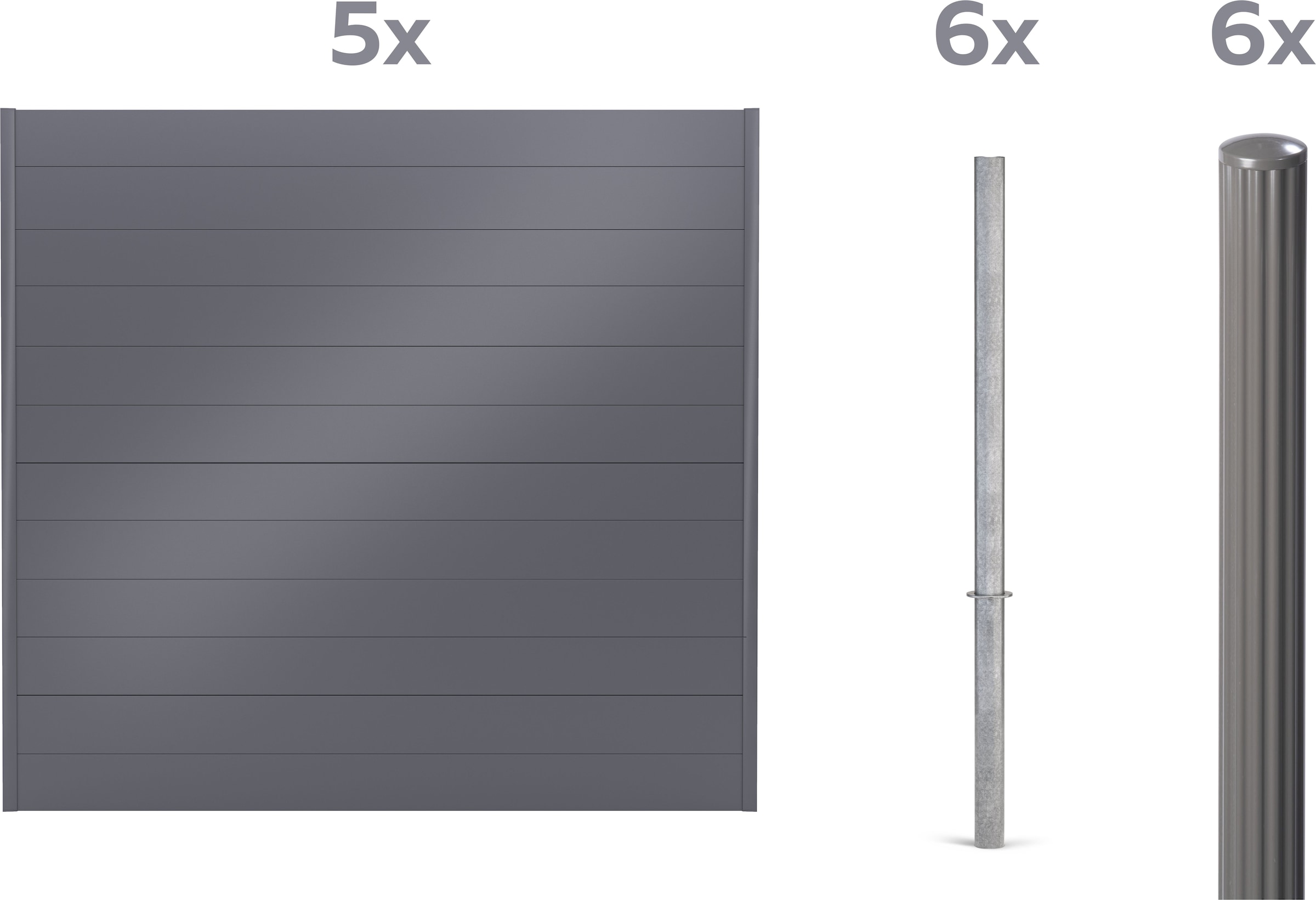 Alberts Dichtzaun "Palitio, Profilhöhe 150 mm" Aluminium, verschiedene Dekore und Längen