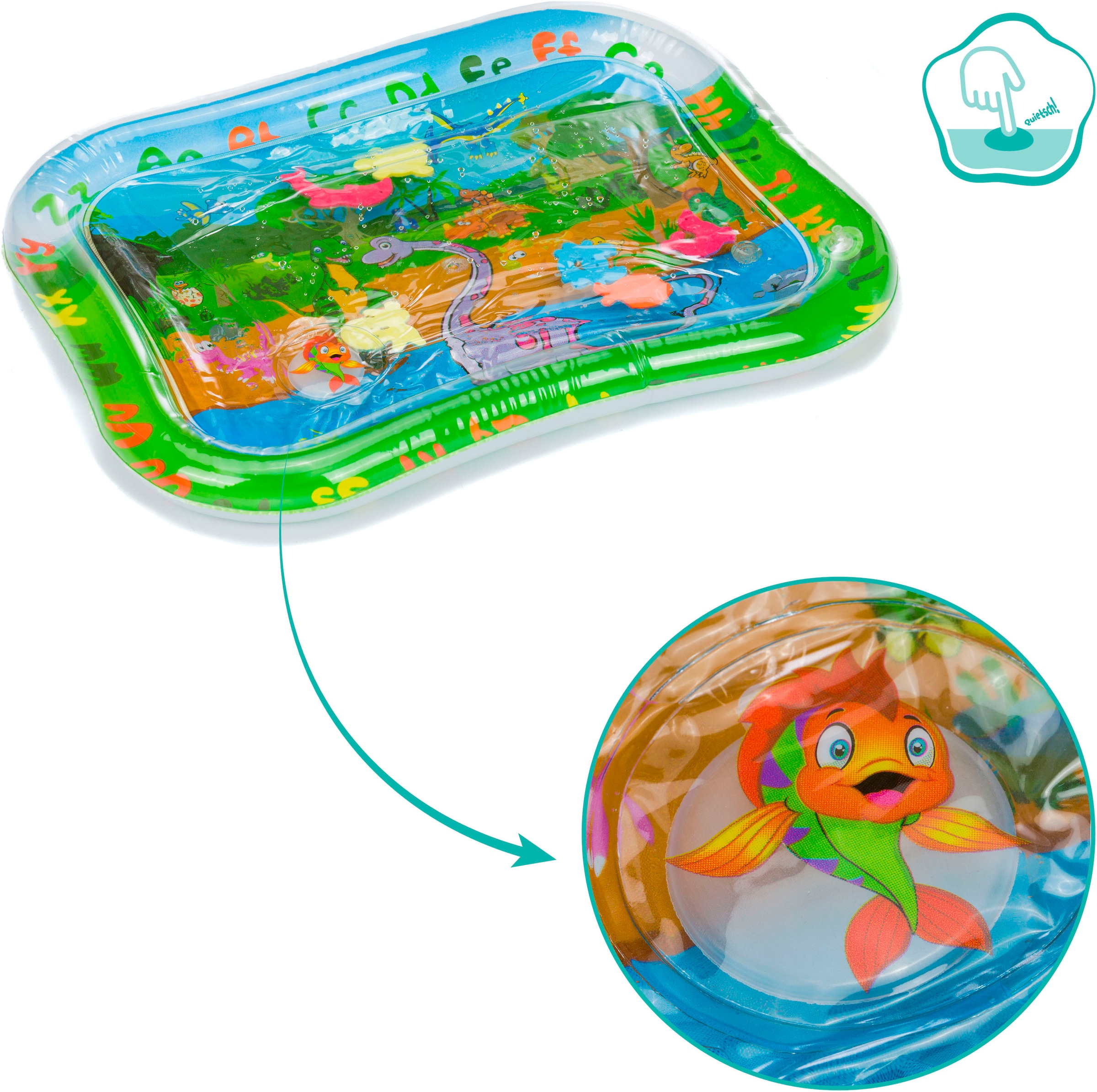 Fillikid Spielmatte »Wasserspielmatte Dino mit Quietsch Knopf«, mit Wasser befüllbare Liegefläche