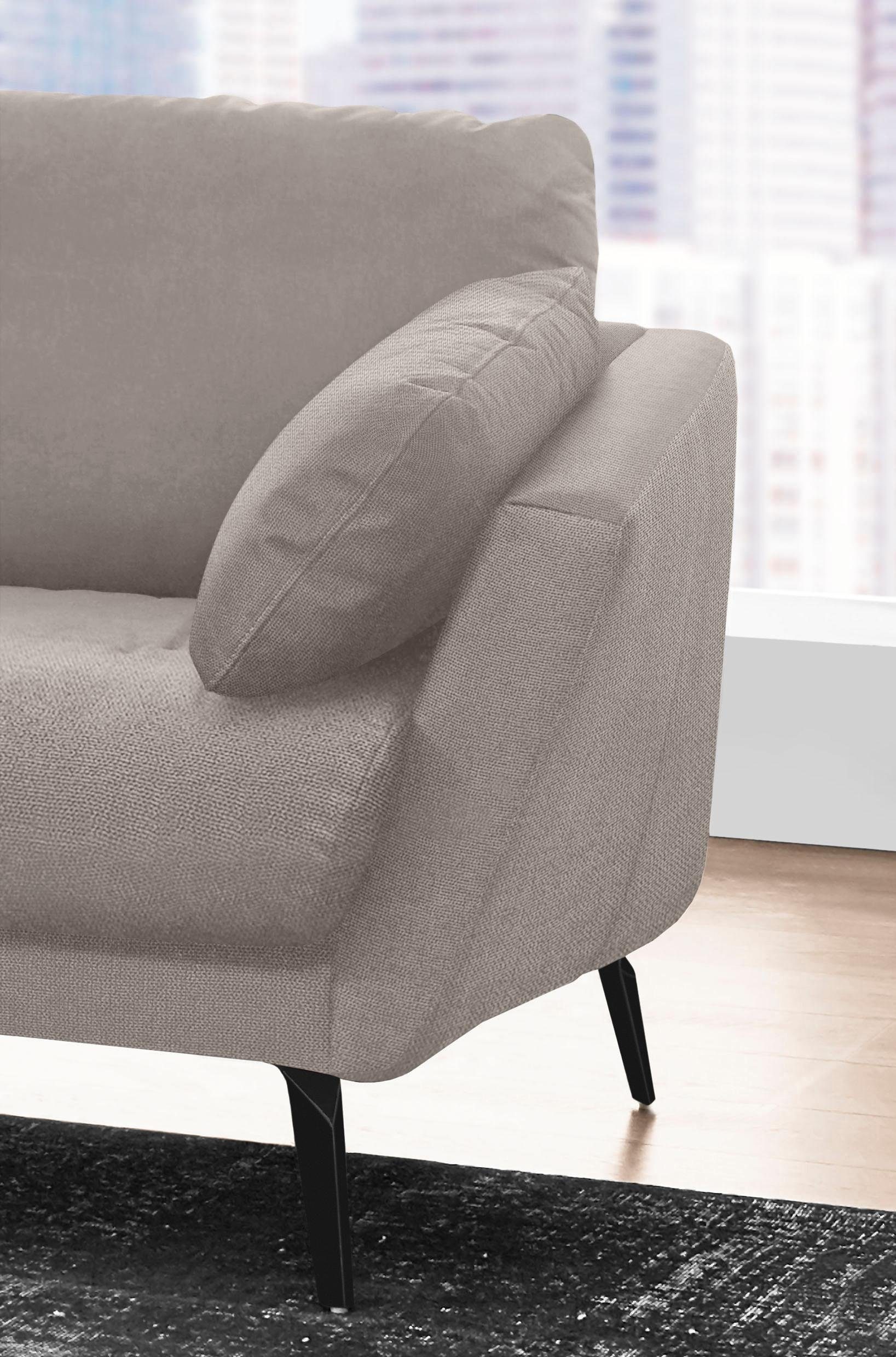W.SCHILLIG Ecksofa »softy, toller Sitzkomfort, L-Form«, mit dekorativer Heftung im Sitz, Füße schwarz pulverbeschichtet