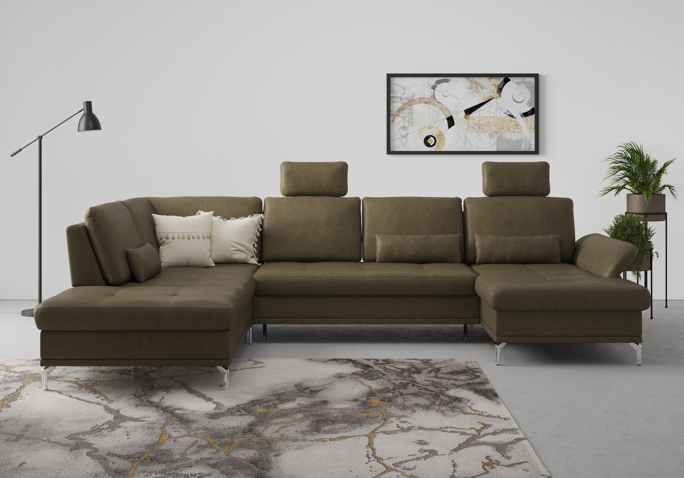 Home affaire Wohnlandschaft "Palm Beach U-Form" Federkern, mit Sitztiefenve günstig online kaufen