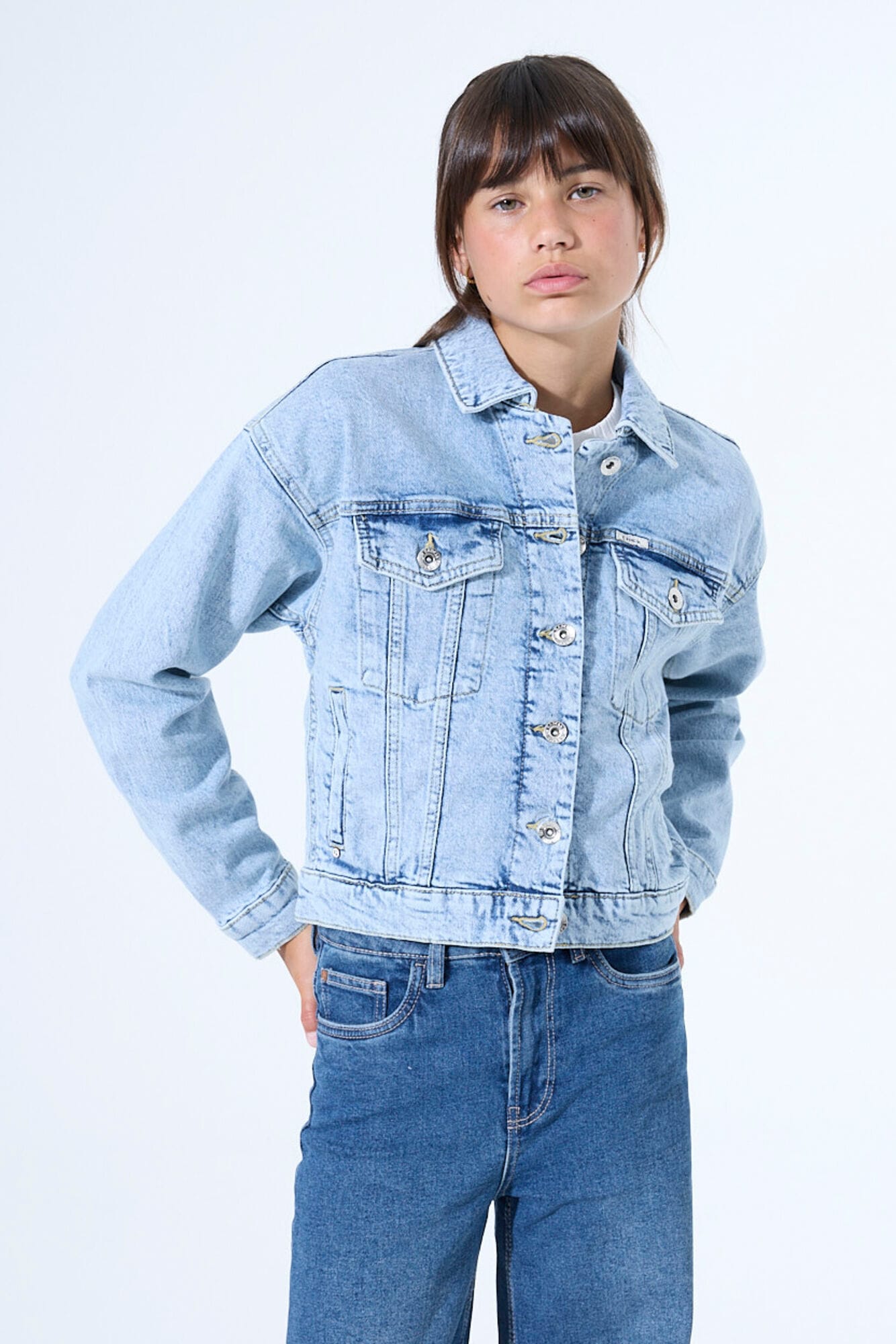 Garcia Jeansjacke ohne Kapuze mit Stretch und Knopfleiste