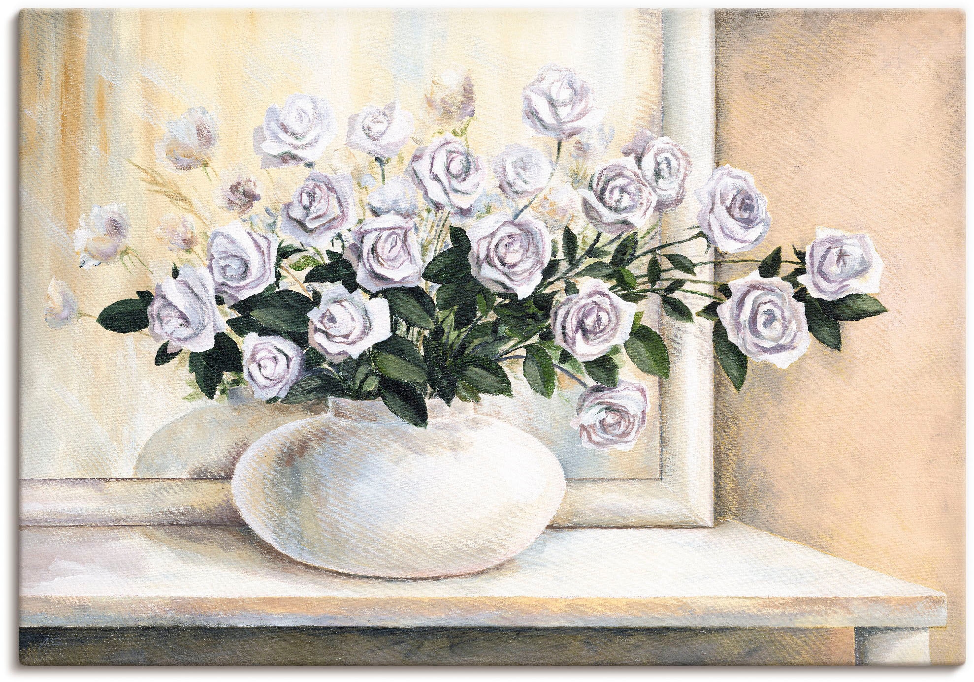 Artland Leinwandbild »Rosen auf Tisch II«, Blumen, (1 St.), auf Keilrahmen gespannt