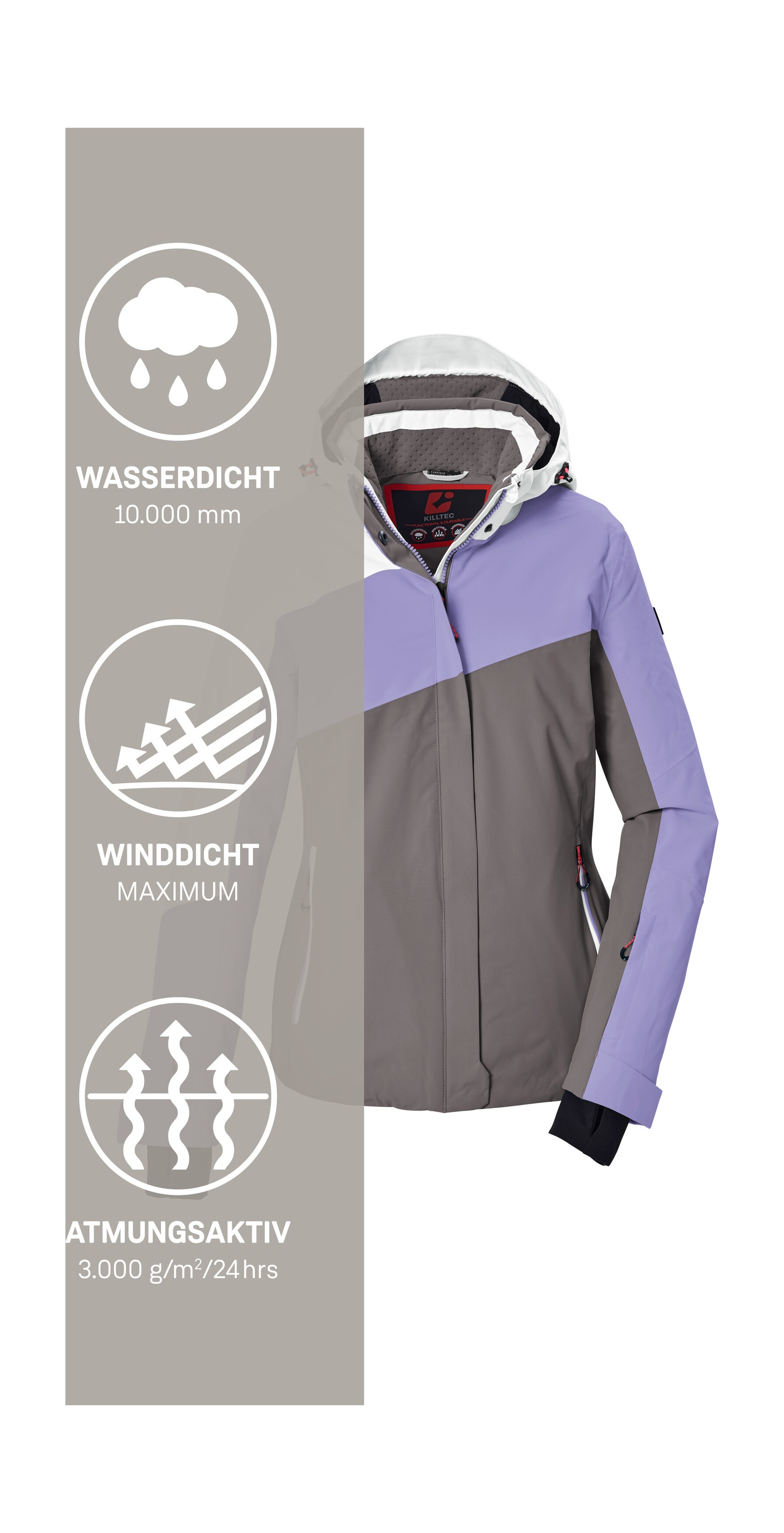 Killtec Skijacke »KSW 101 WMN SKI JCKT« Wind- und wasserdichte Damenjacke mit Colourblock-Design