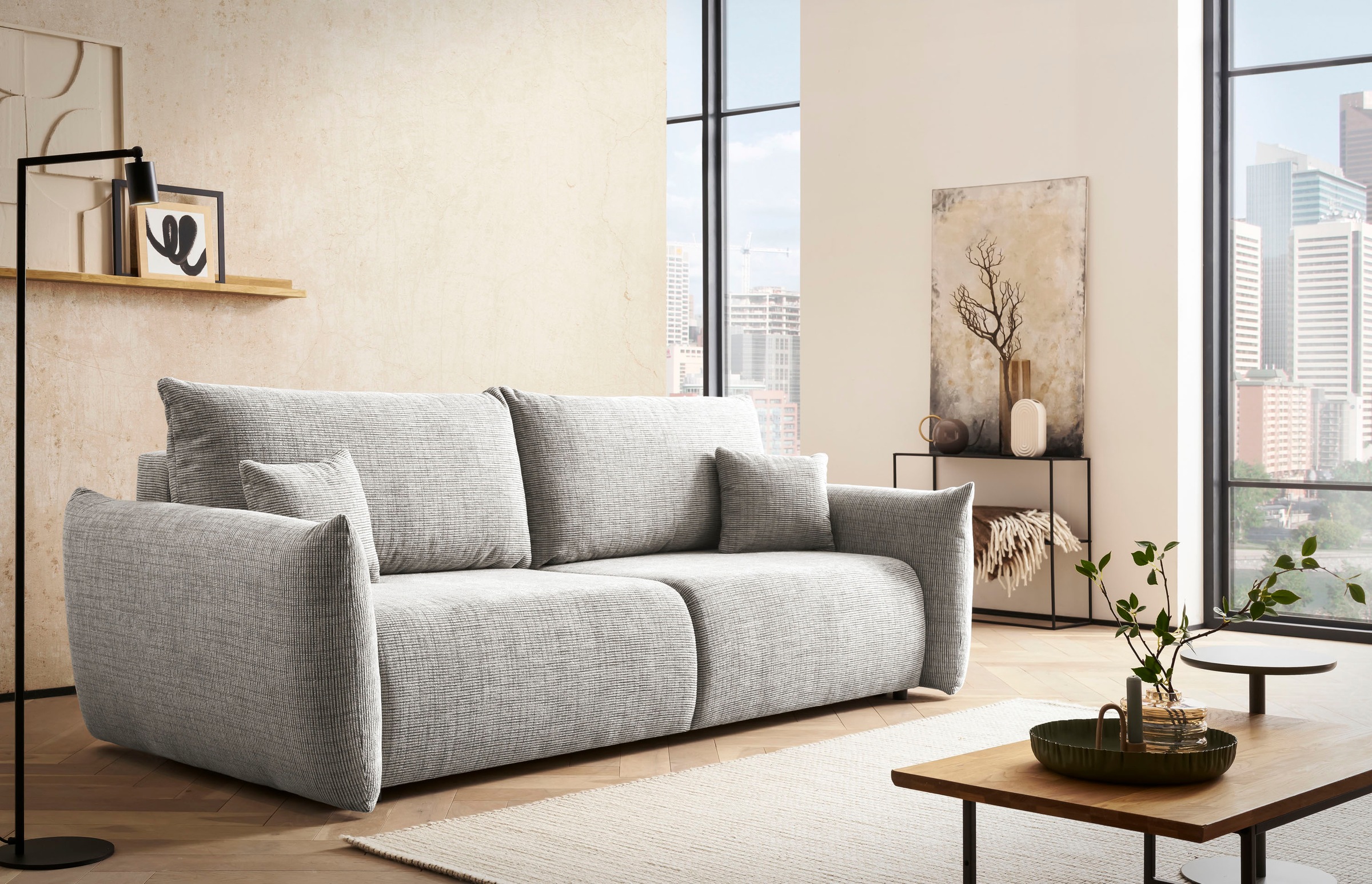 INOSIGN 3-Sitzer »MAVAS Schlafsofa mit Bettkasten«, ca.240/108cm (Liegefläche 212/145 cm), Cord, Chenille, Struktur