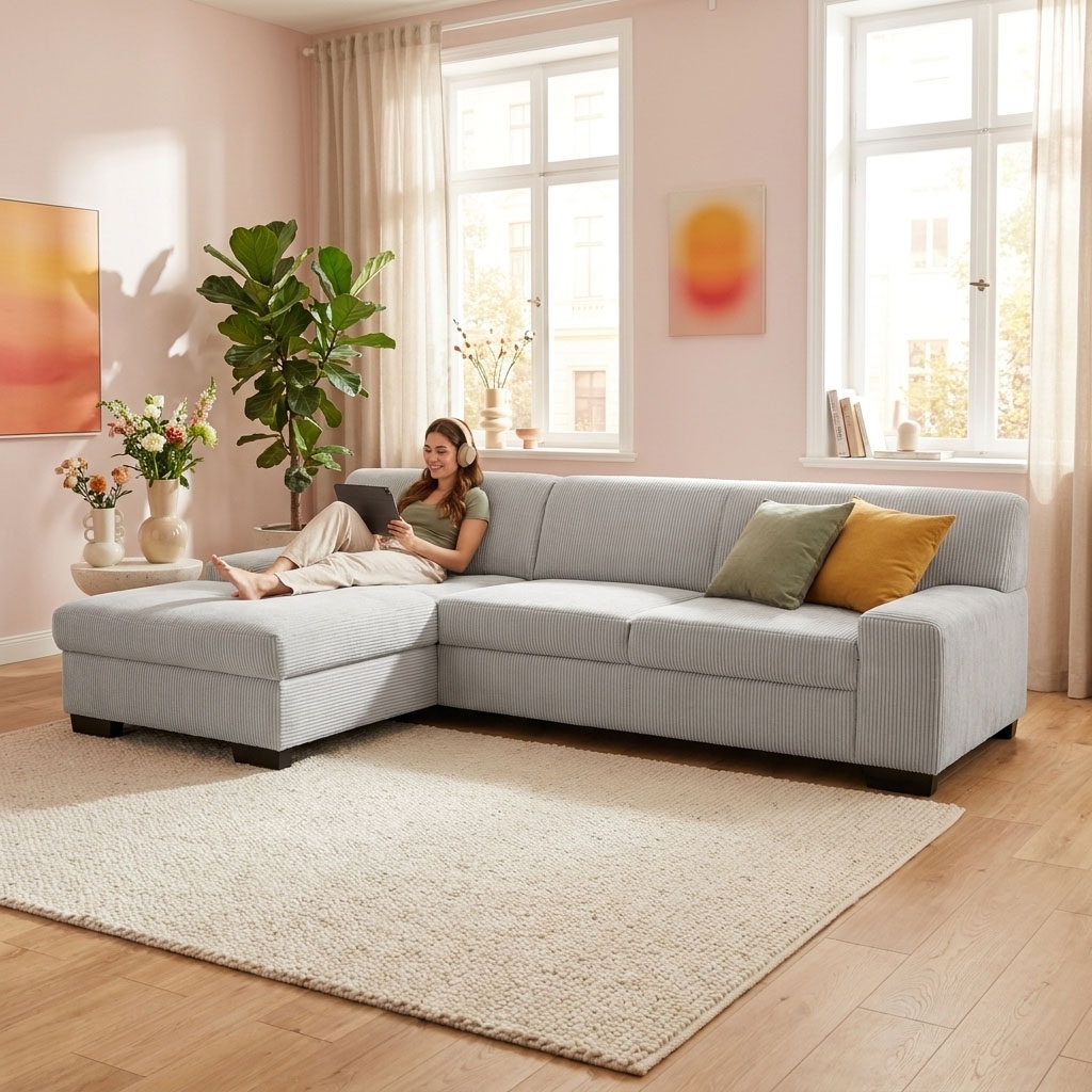 OTTO home "Faxxe 268 x 153 cm, auch mit Schlaffunktion" aus haustierfreundlichem Pet Friendly Cord, L-Form