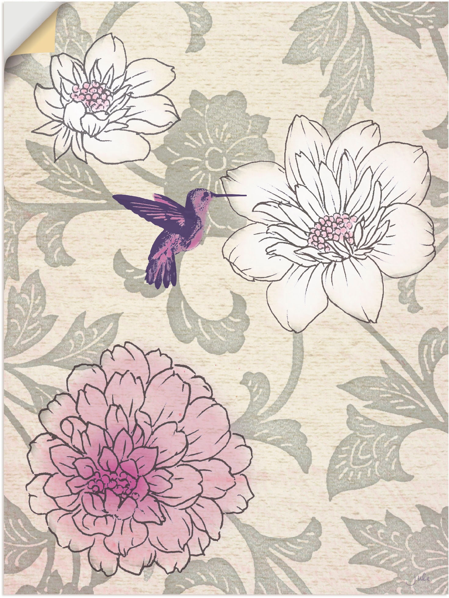 als | Alubild, oder Artland kaufen mit Kolibri«, St.), in versch. BAUR Wandbild Wandaufkleber Leinwandbild, Blumen, Poster Größen (1 »Blumenmuster