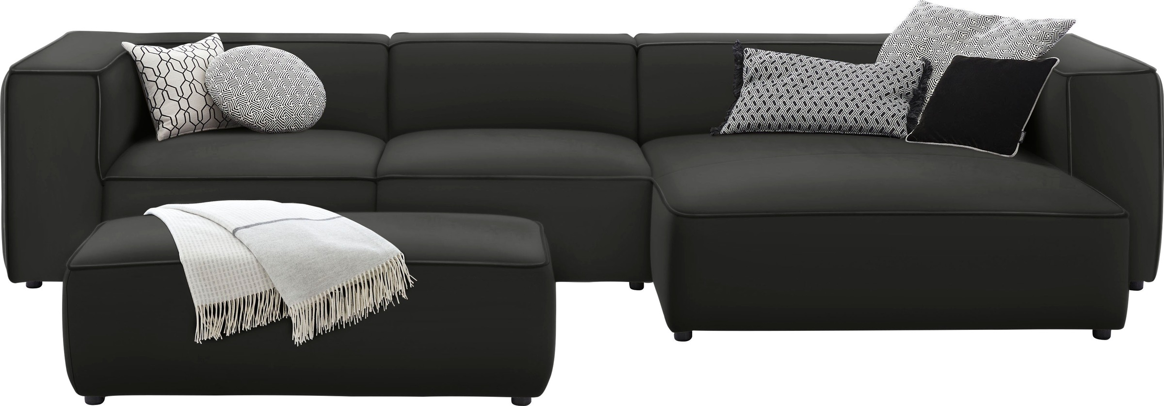 W.SCHILLIG Ecksofa »around-the-block«, mit eleganter Biese, mit Federkern, Breite 341 cm