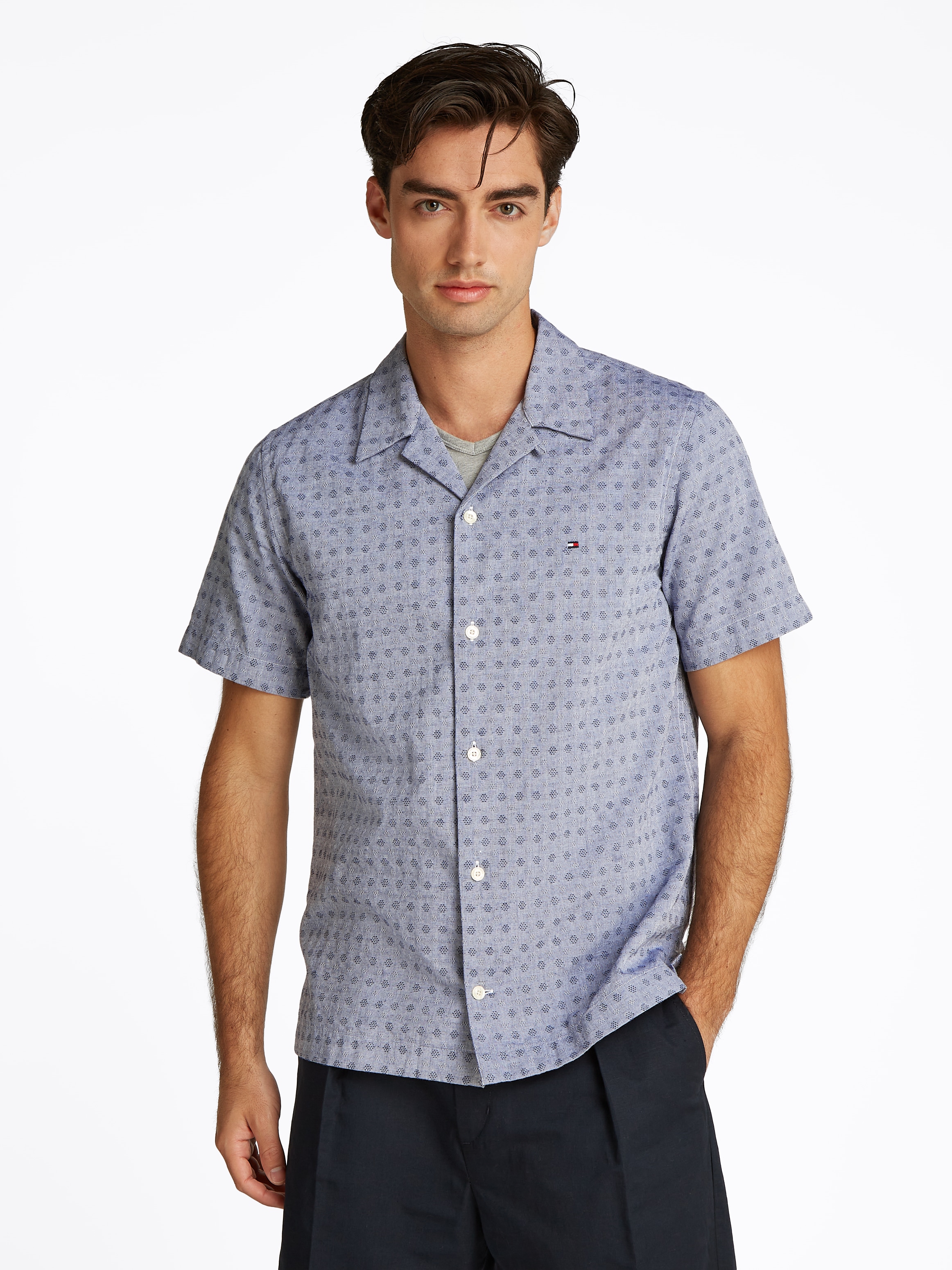 Tommy Hilfiger Kurzarmhemd "COTTON LINEN DOBBY SS Regular Fit SHIRT" günstig online kaufen