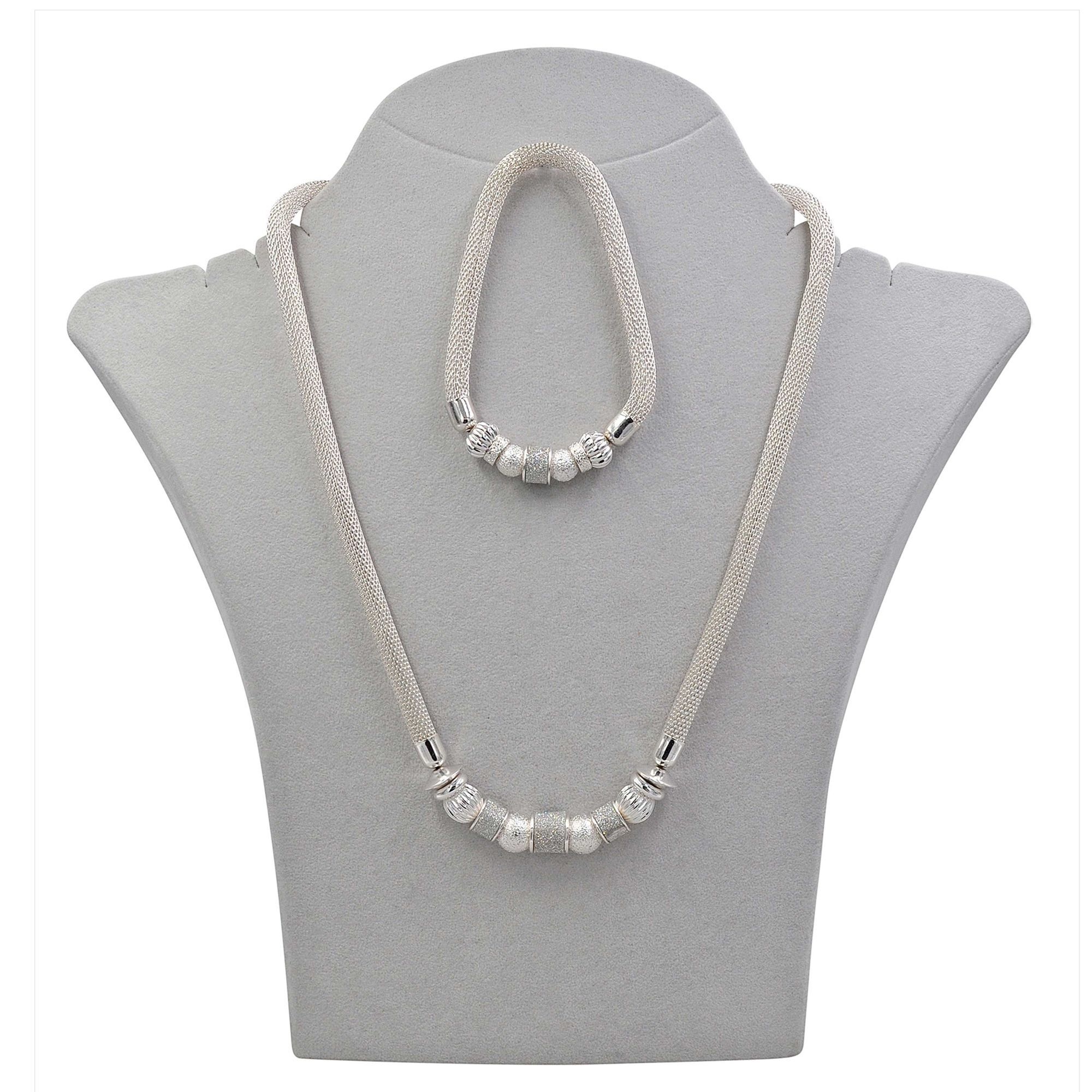Steuer Collierkettchen »Metall 48+7,0cm + 19,0cm Stretch Mesh Kugeln Metall«