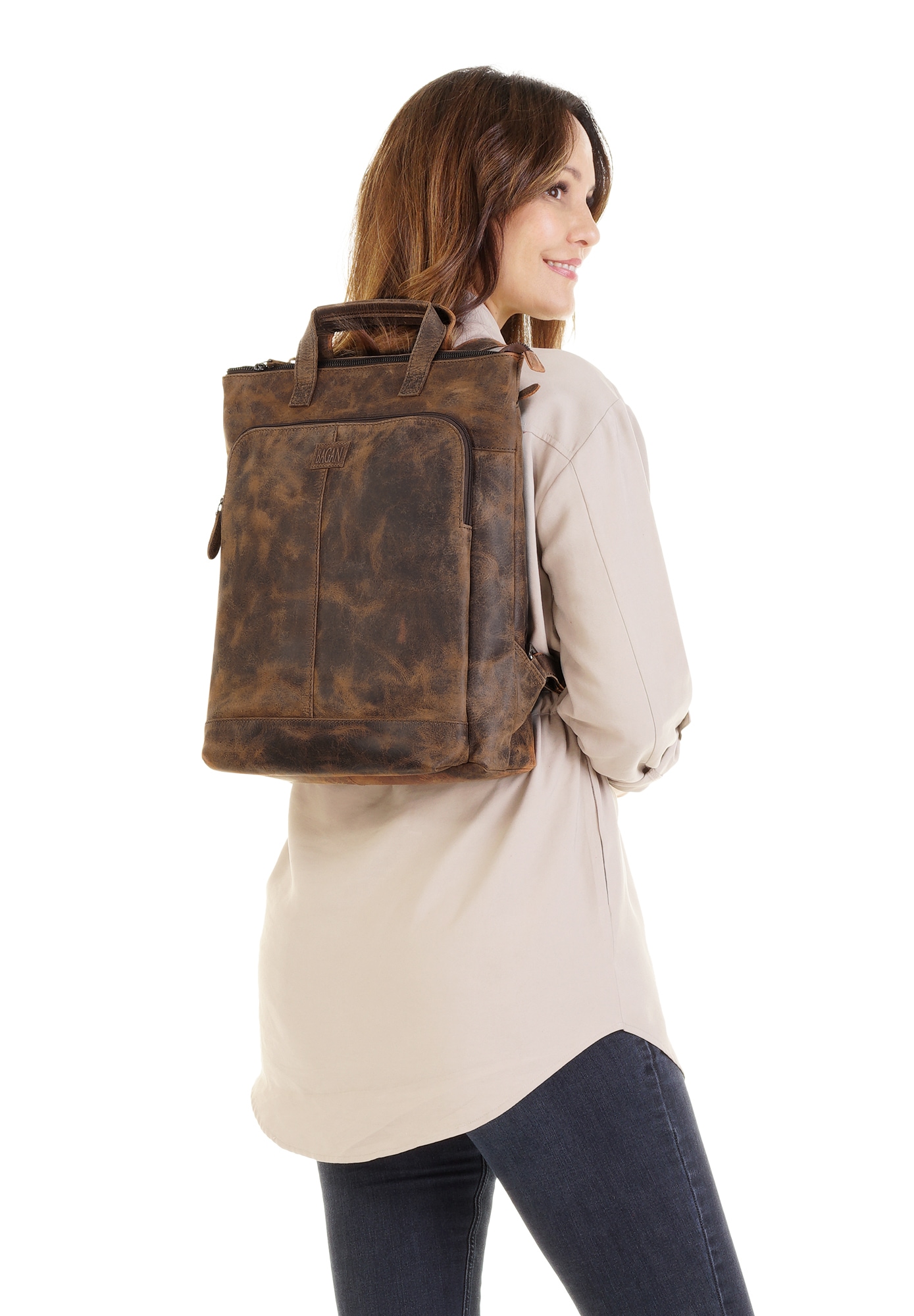 Bagan Cityrucksack, echt Leder