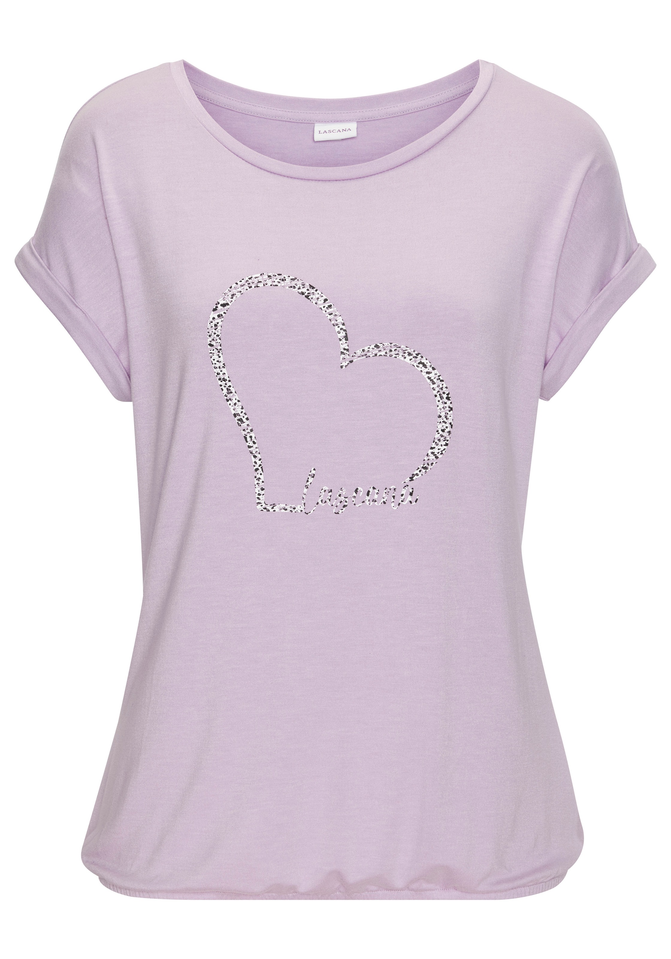 LASCANA Kurzarmshirt "mit Lascana Herz Print" aus weichem Viskose-Stretch günstig online kaufen