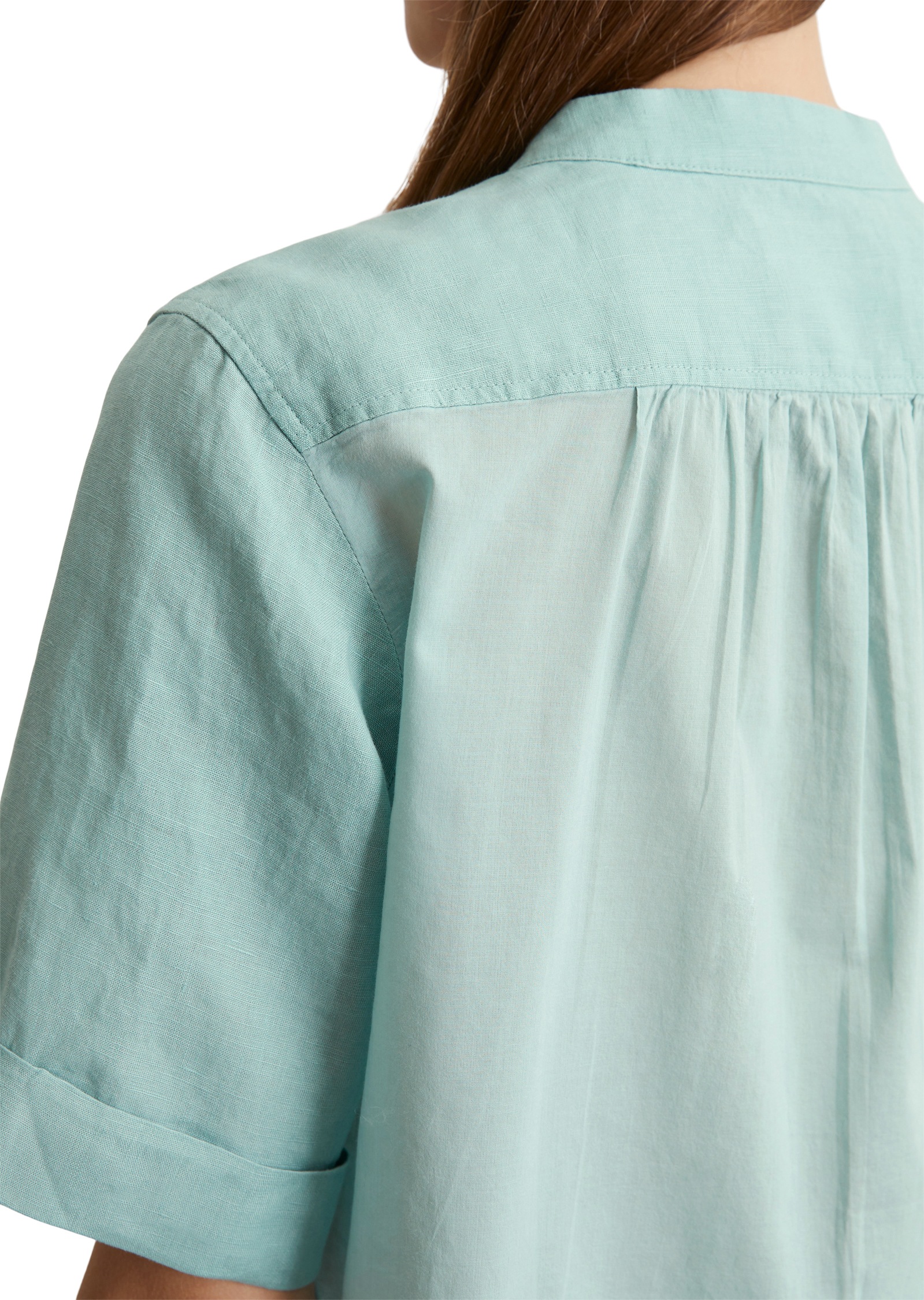 Thumbnail - Marc OPolo Kurzarmbluse reiner Leinen, Rückenpasse mit gerafftem Faltendetail, leicht, luftig