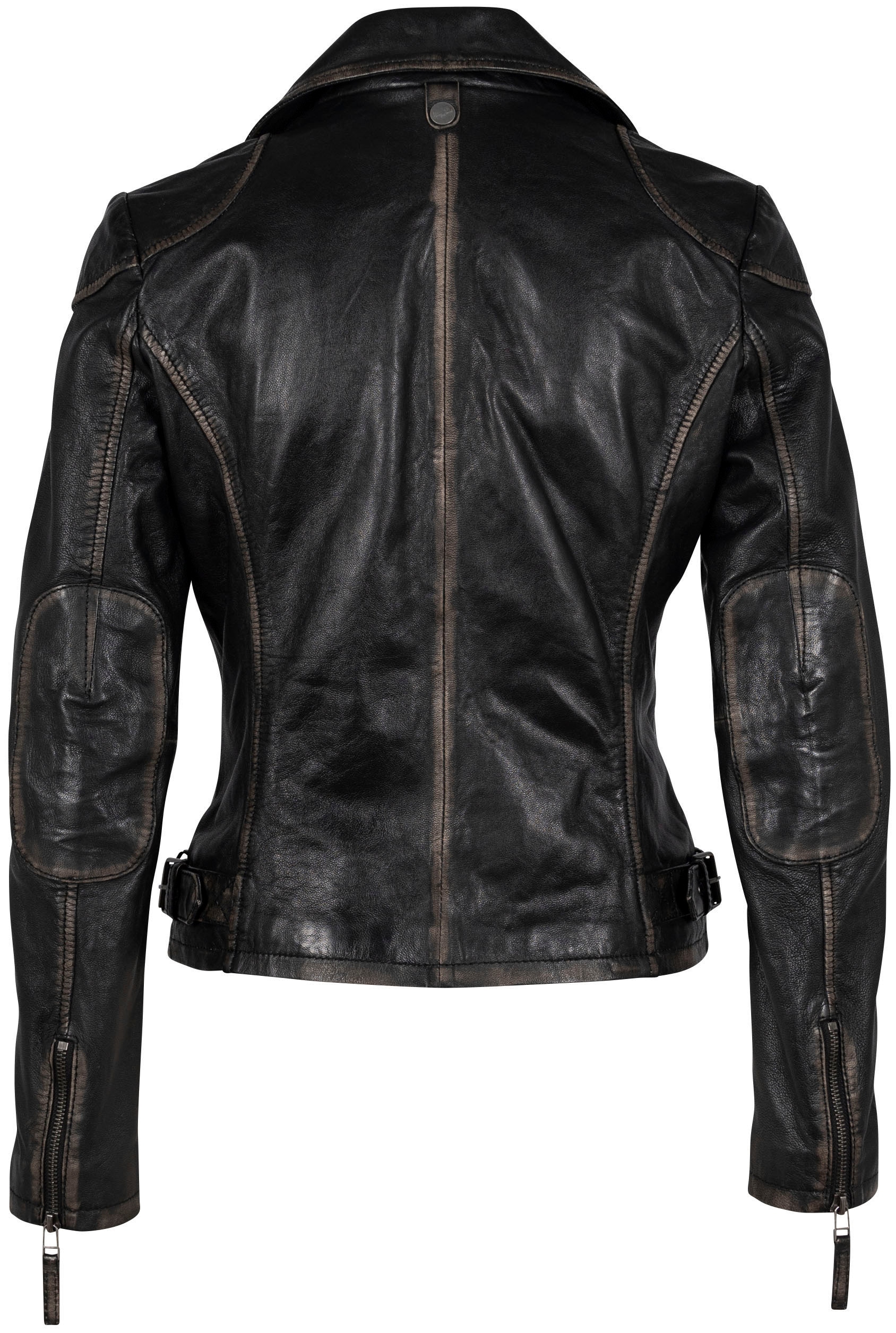 Mauritius Lederjacke »MWPeggie«, im Vintage-Look, asymetrischer Reißverschluss, Reverskragen